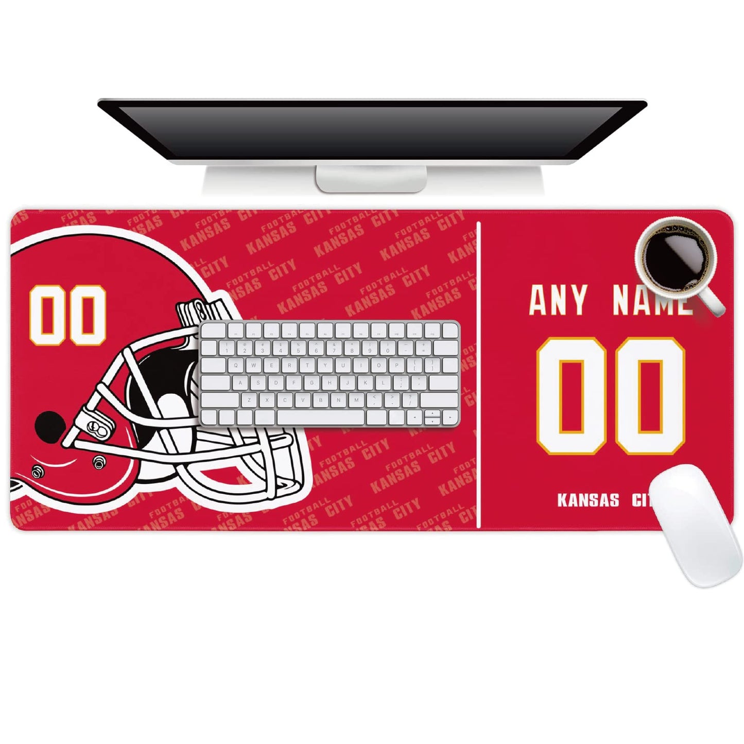 Kansas Mouse Pad Custom Any Name and Number Desk Pad for Men Women Youth Gifts
