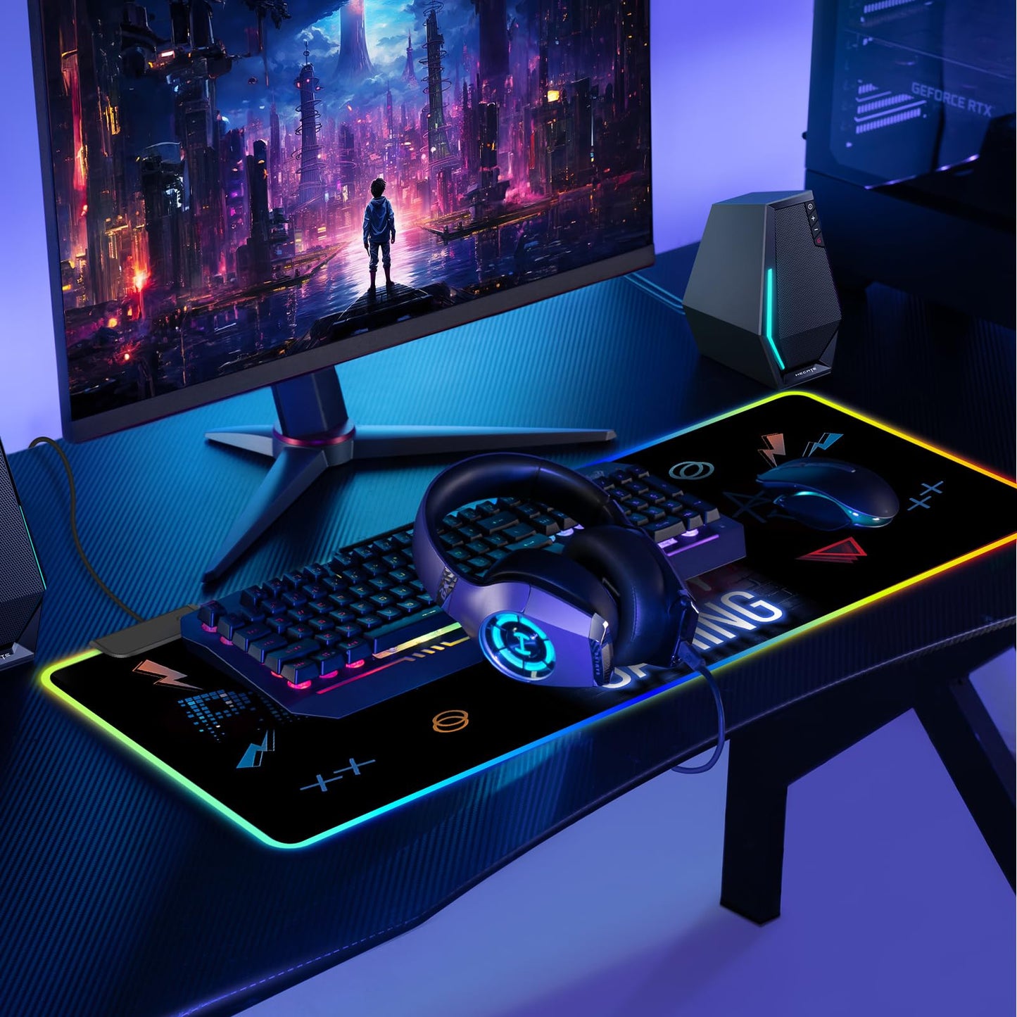 RGB Mouse Pad, Gaming Mousepad with 13 LED Light Modes