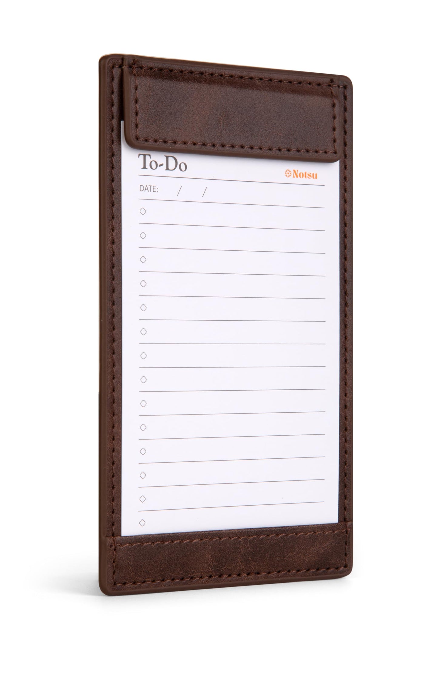 Notsu Note Card Holder, 3x5 Inch, Premium Dark Brown Vegan Leather