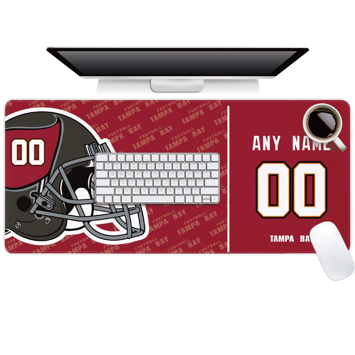 Tampa Mouse Pad Custom any Name and Number Desk Pad for Men Women Youth Gifts