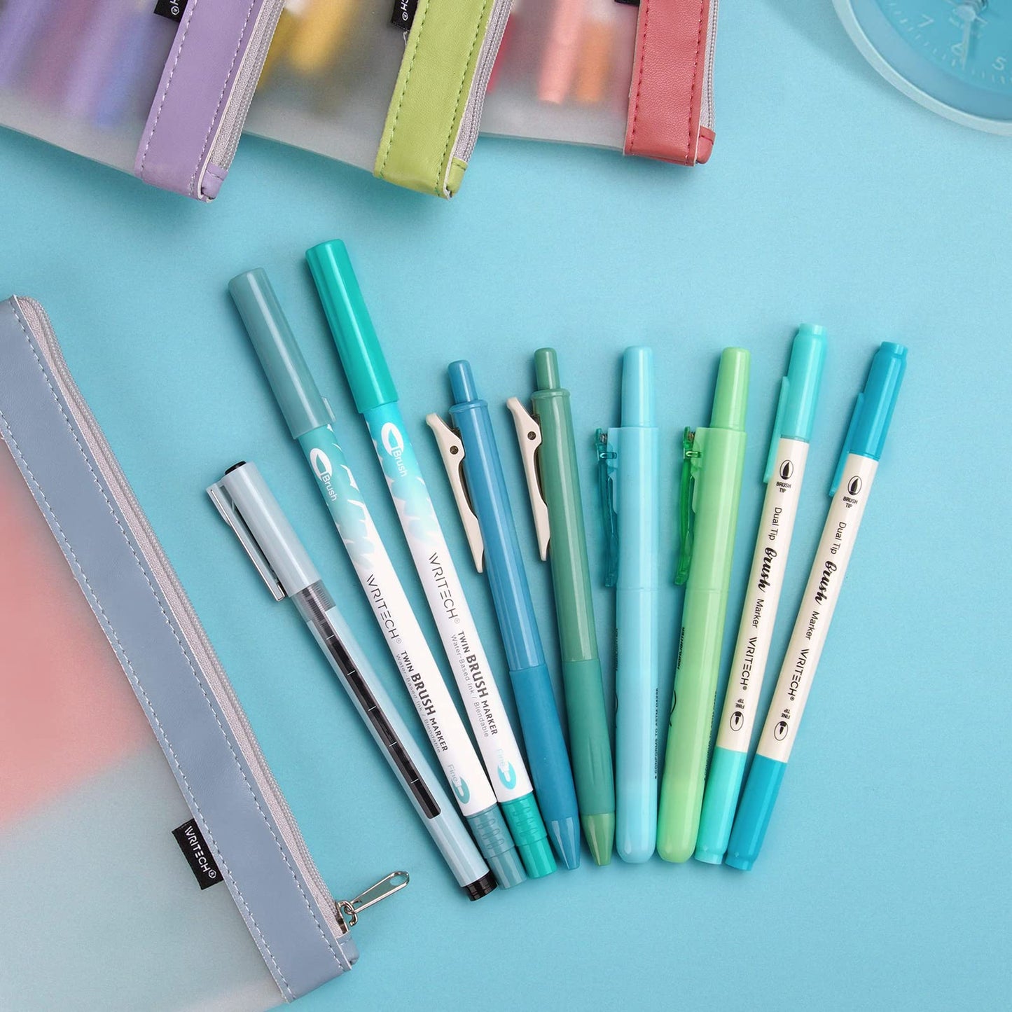 WRITECH Journaling Kit, Gel Ink Pens/Retractable Highlighters/Dual Tip Brush Pens/Fineliner Pens