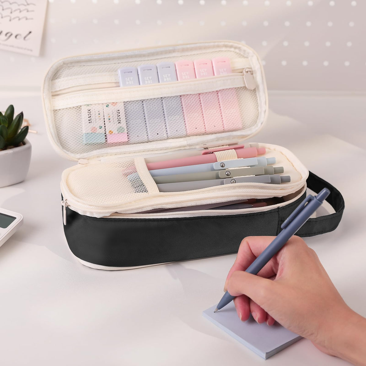 SKYDUE Aesthetic School Supplies Kit, 38 PCS Stationery Set with Large Pencil Case, Pens