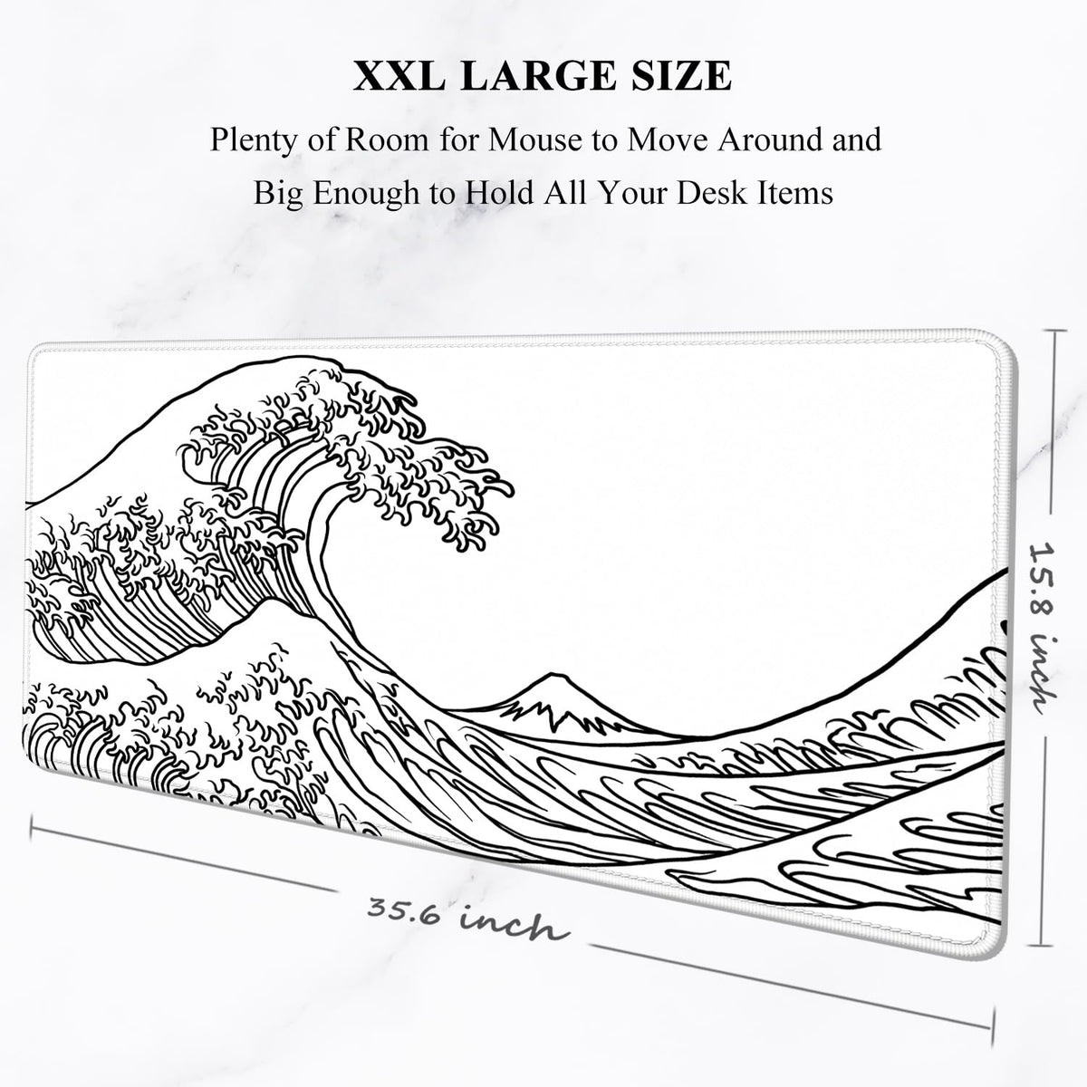 Auhoahsil Large Gaming Mouse Pad, XXL 35.4 x 15.7 in Office Desk Mat, Wave