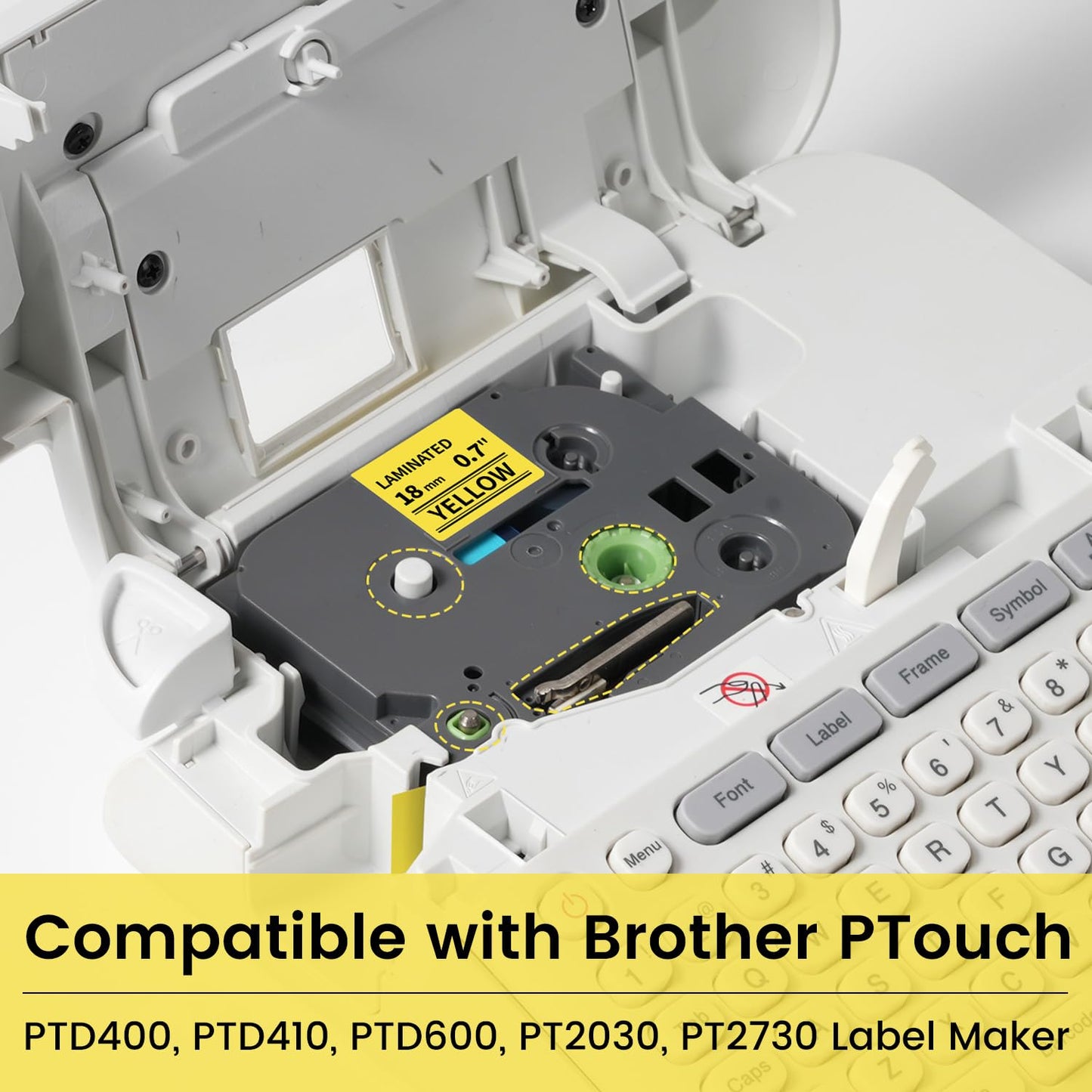 18mm 3/4" Black on Yellow Label Tape Compatible with Brother PTouch TZe-641