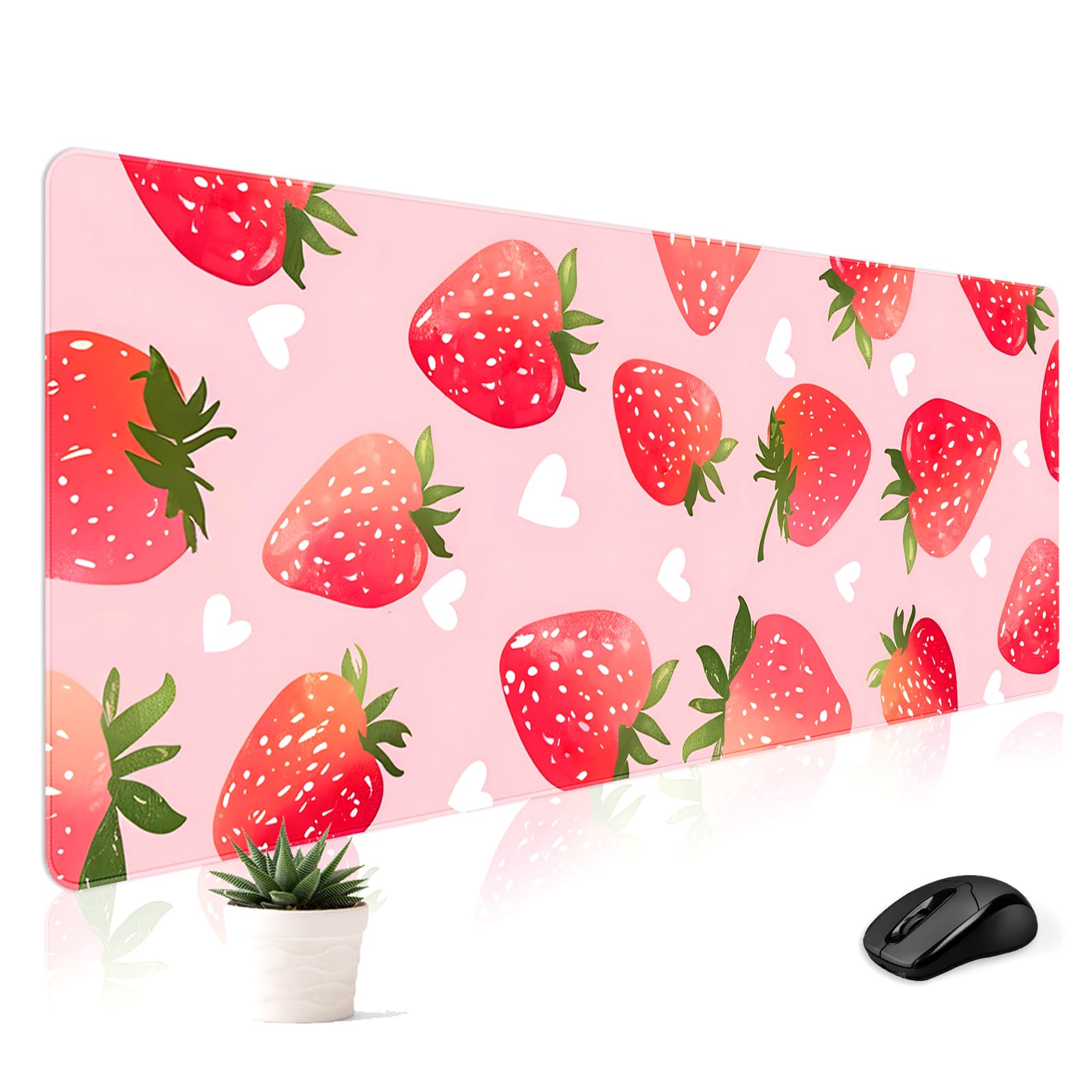 Stanoha Cute Desk Mat for Keyboard Desktop Extra Large Mouse Pad, Berry