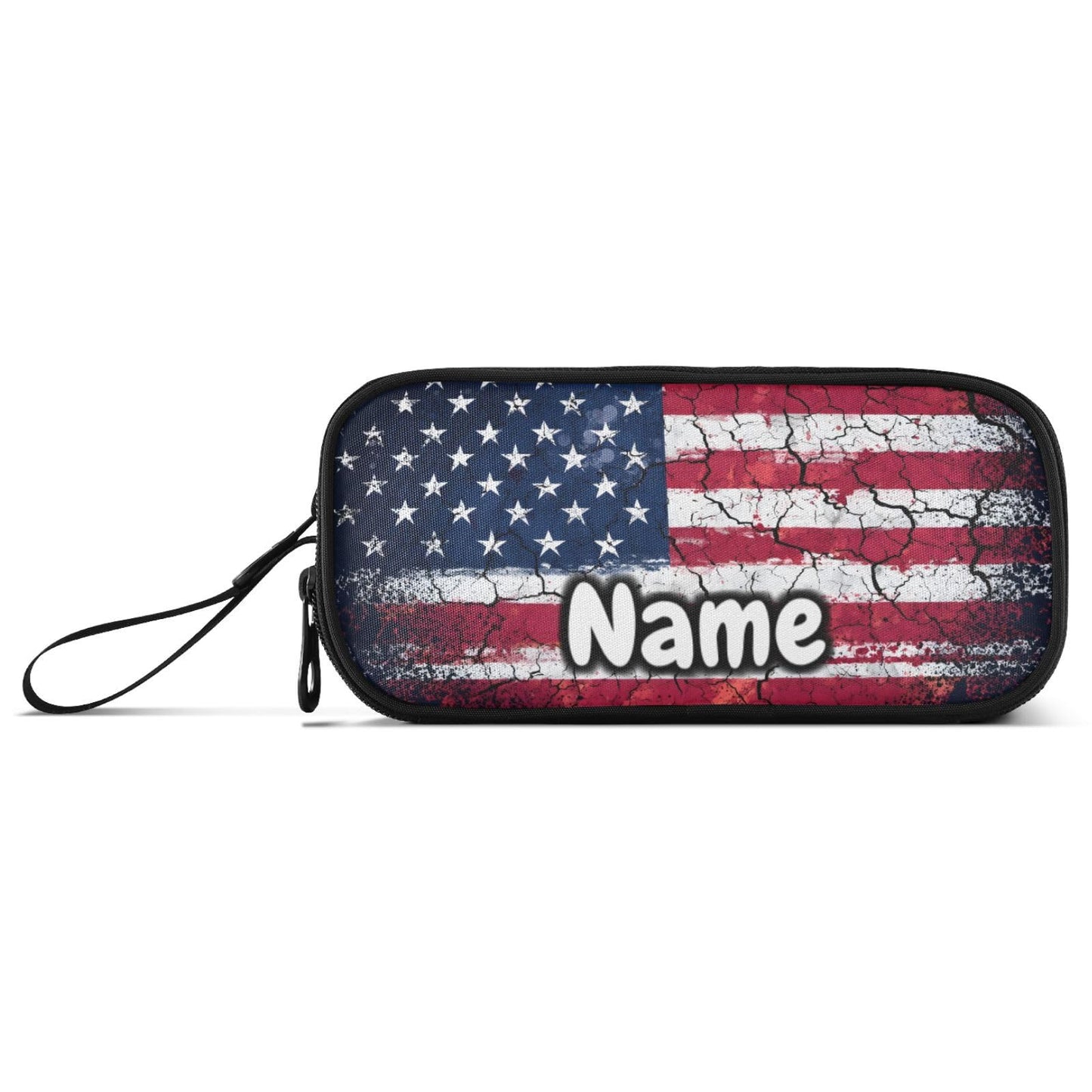 BOENLE Custom Retro American Flag Pencil Case Box Boys Girls Personalized Name Large Pencil Pouch