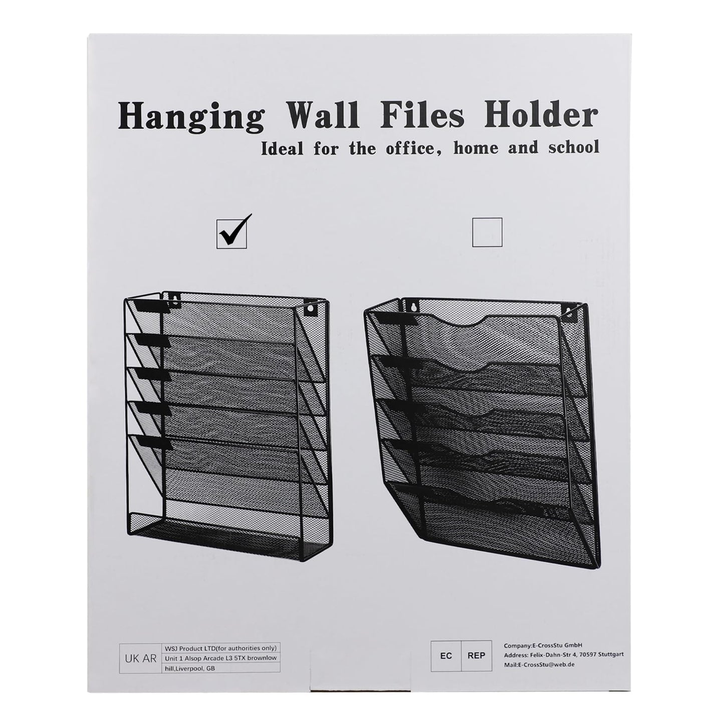 ideallife 5 Pockets Mesh Wall File Holder Organizer with Bottom Flat Tray, Office Hanging File