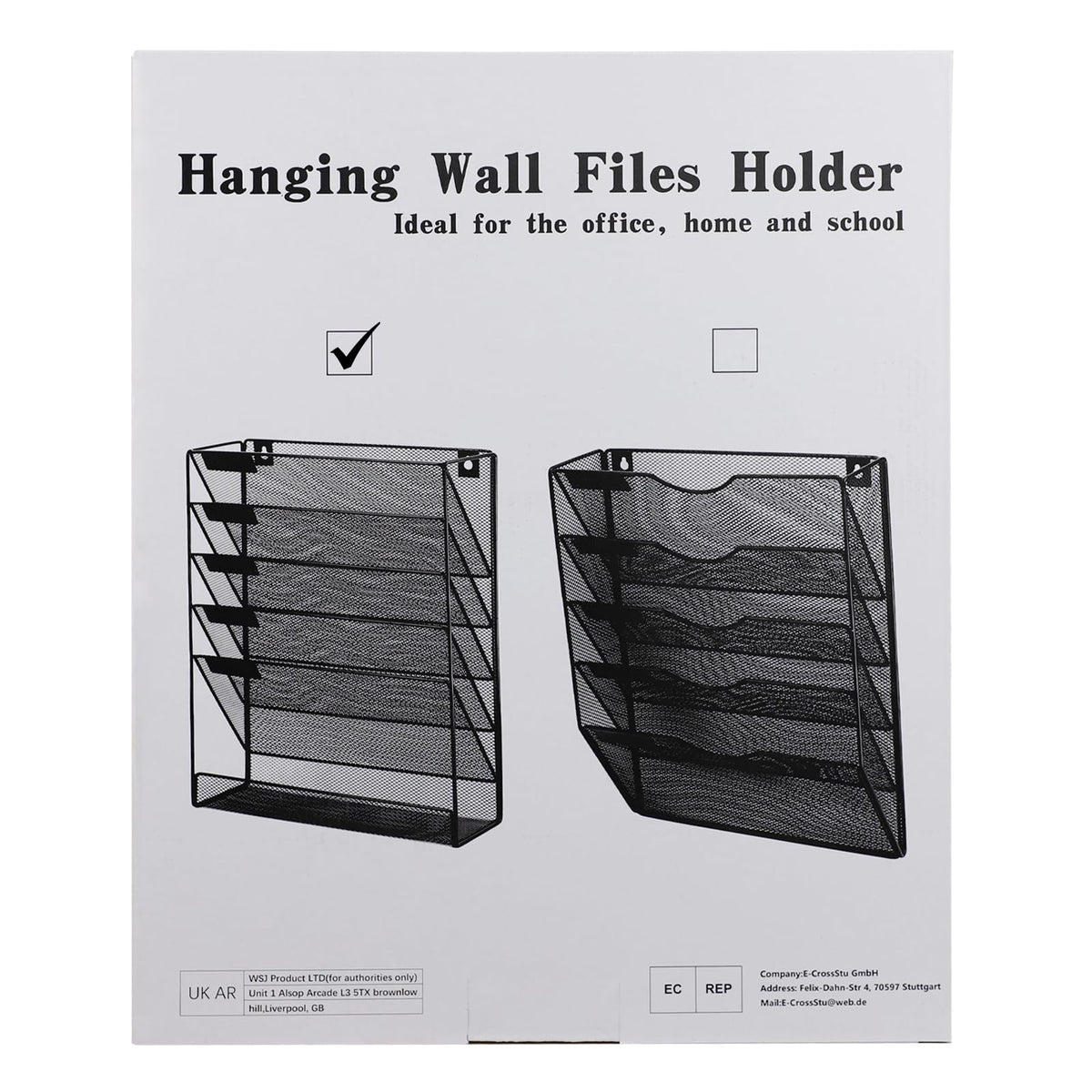 ideallife 5 Pockets Mesh Wall File Holder Organizer with Bottom Flat Tray, Office Hanging File