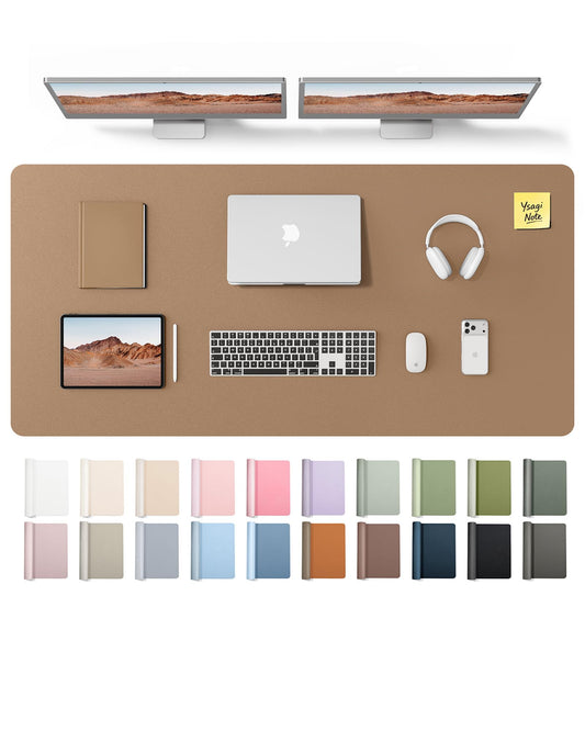 YSAGi Leather Desk Pad Protector, Office Desk Mat, Large Mouse Pad, Non-Slip PU Leather Desk