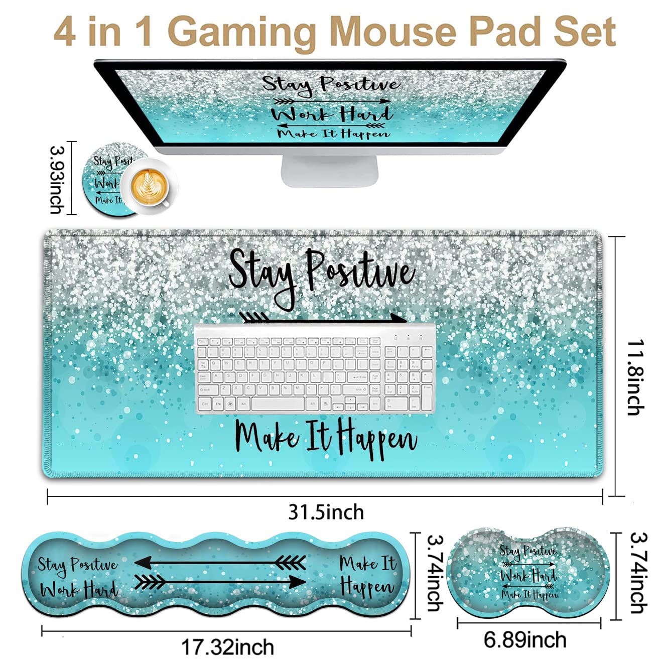 JVGFYNKL Extended Large Mouse Pad+Keyboard Wrist Rest Support , Ergonomic Memory Foam Easy Typing