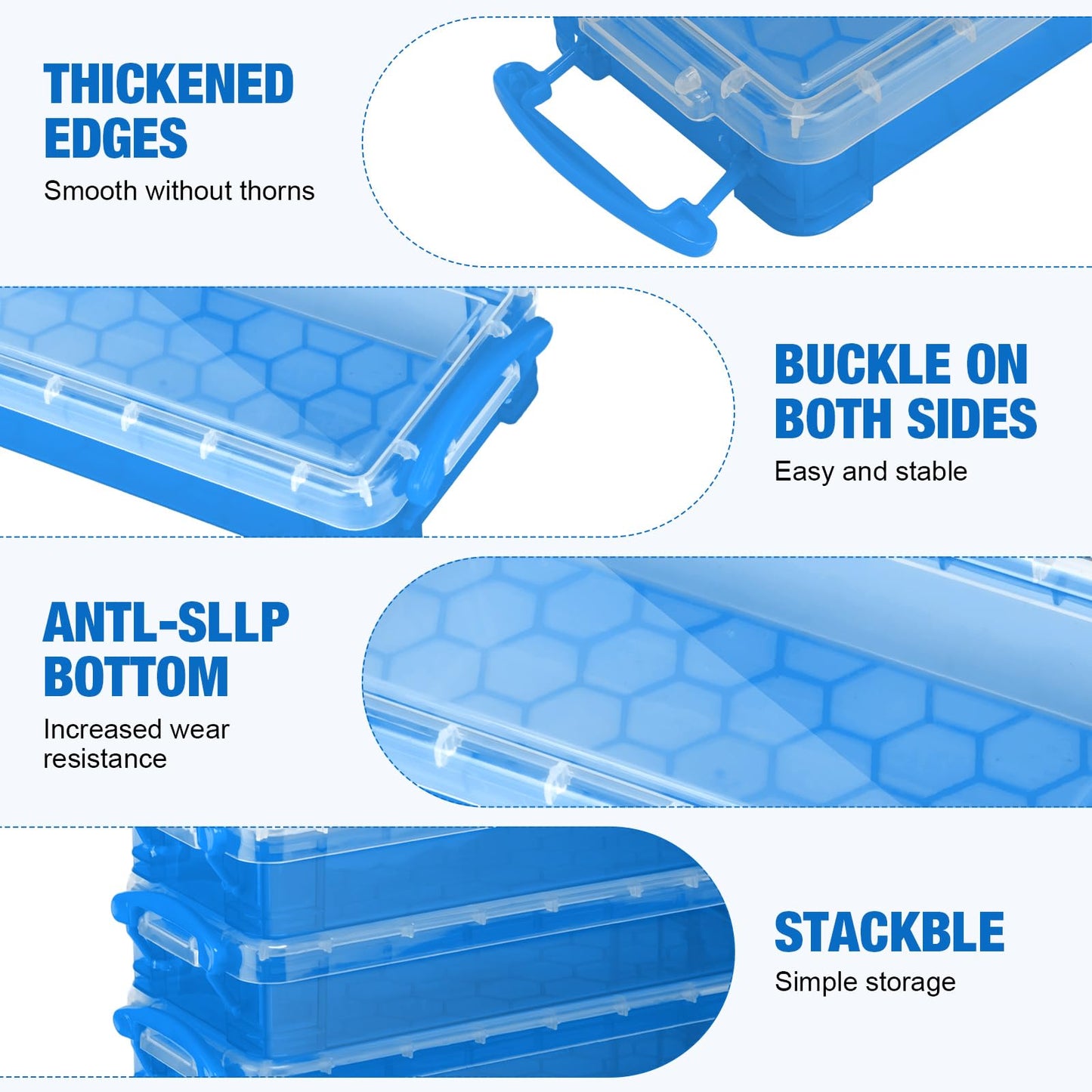 Gueevin 24 Pcs Pencil Box Clear Plastic Pencil Case, Cute Blue