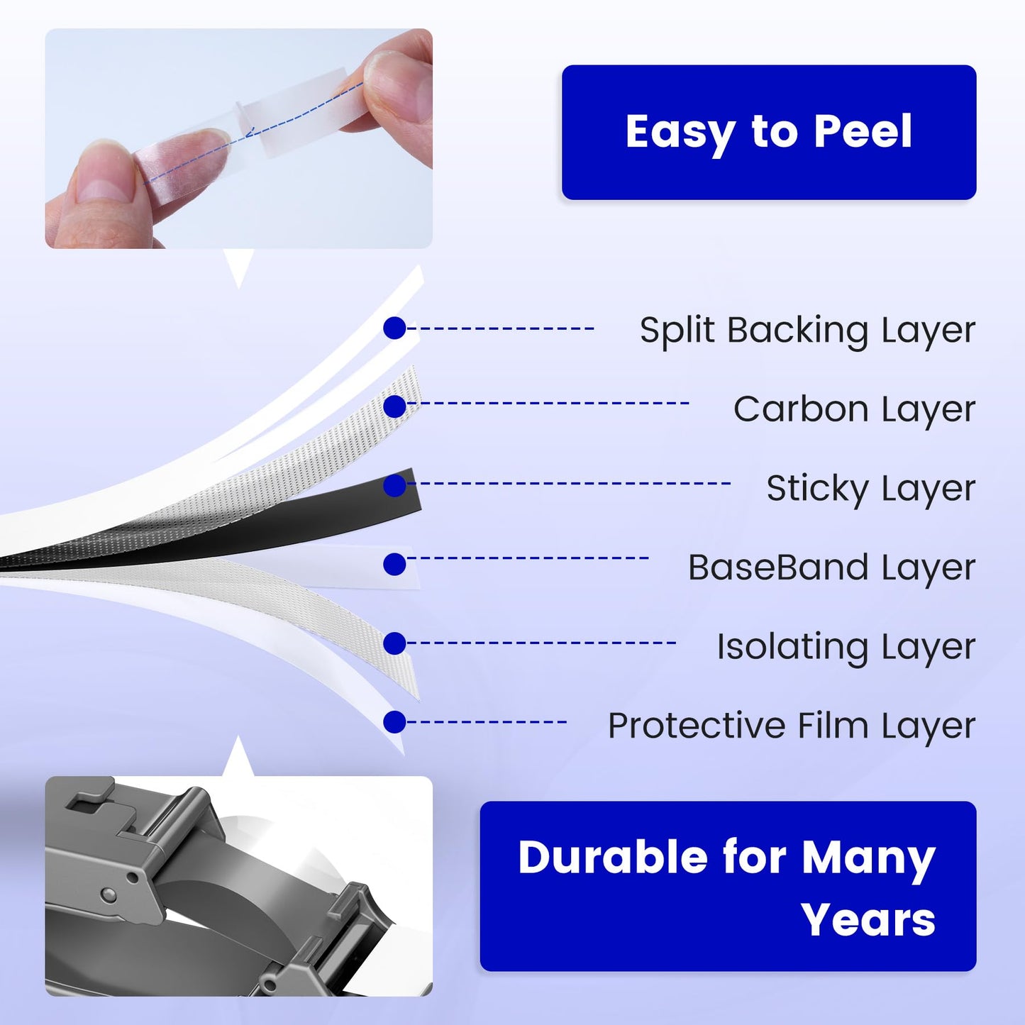 6-PK Replace for Brother Label Maker Tape Clear 12mm x 8m Laminated TZe-131