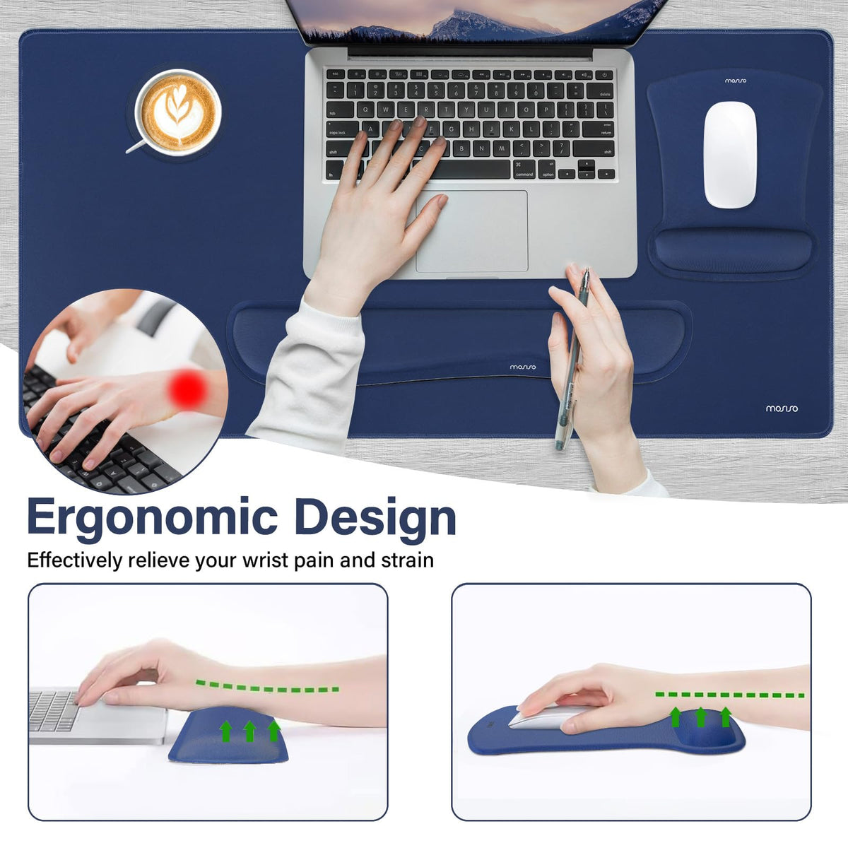 MOSISO Keyboard Mouse Pad Set, Large Gaming Mousepad&Keyboard Wrist Rest