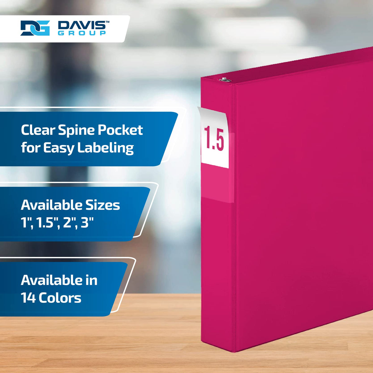 Premium Economy 3-Ring Binder, Spine Label, 1.5" D Rings, Pink, 6 Pack