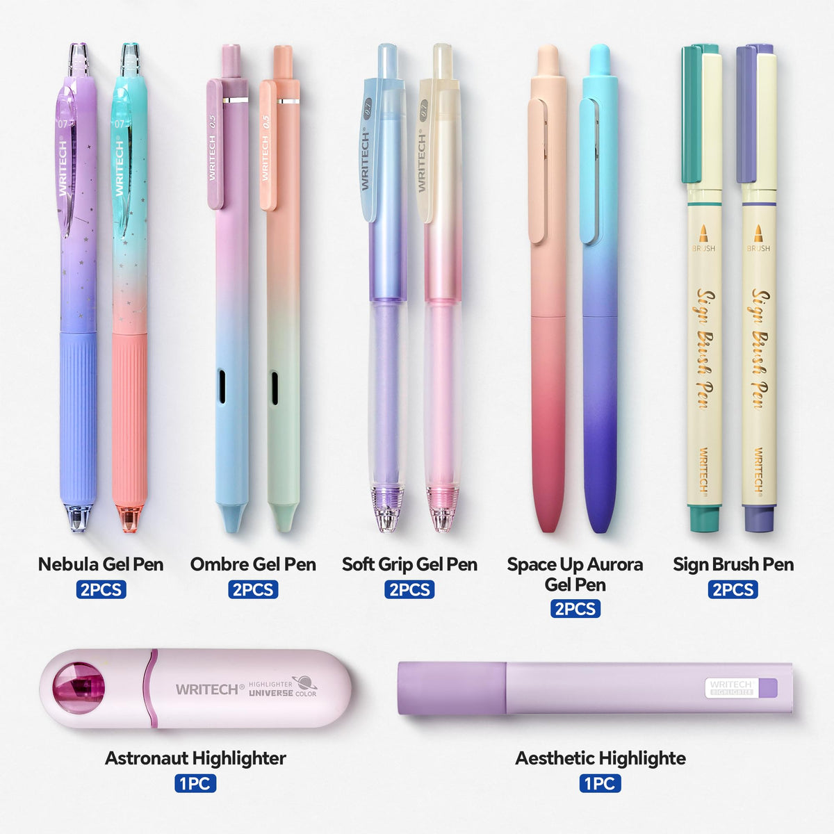 WRITECH Aurora Gel Ink Pens: Black Ink Journaling Drawing No Bleed12ct
