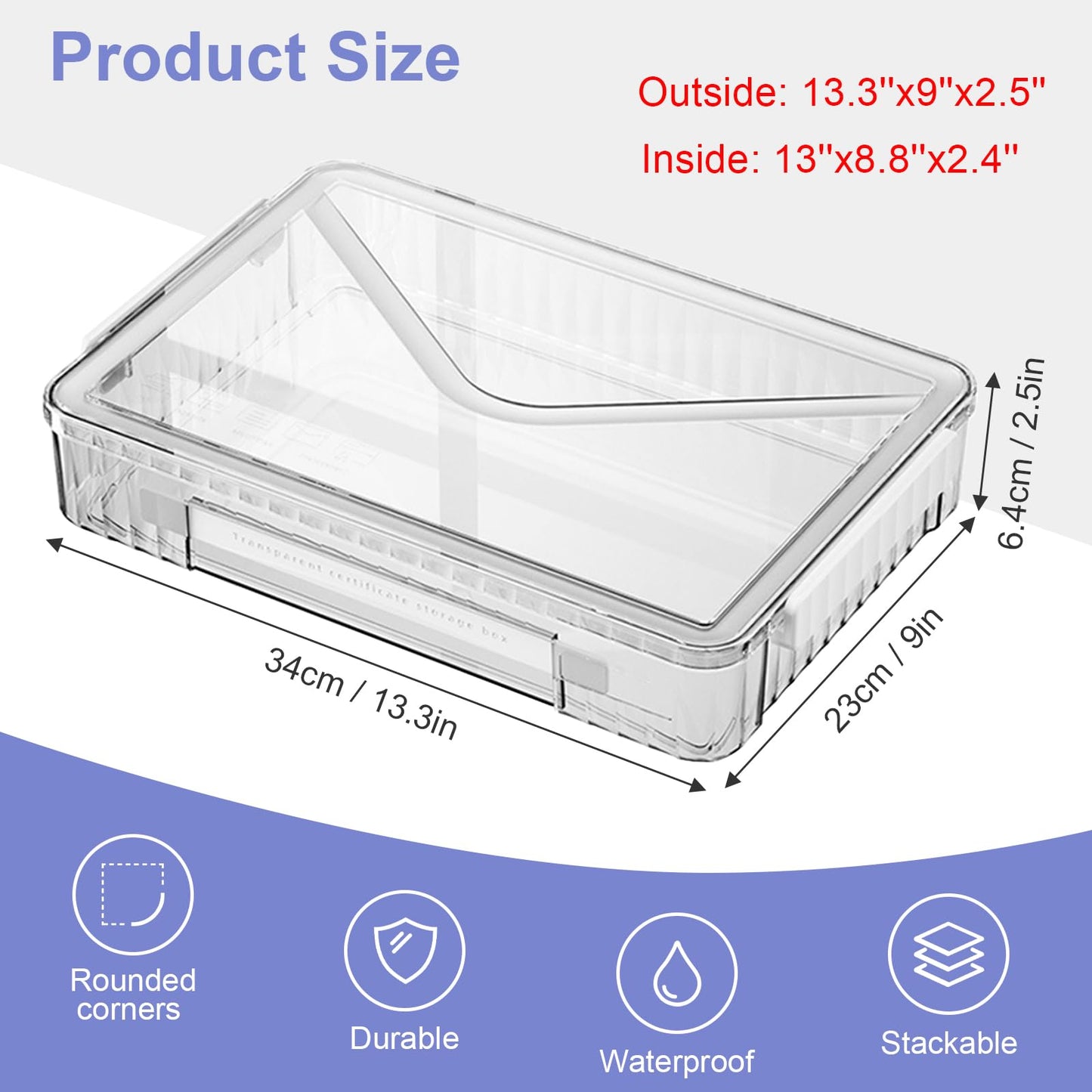 Marte Vanci Plastic Storage Bin with Lid Portable Project Case with Handle Clear Storage Box File