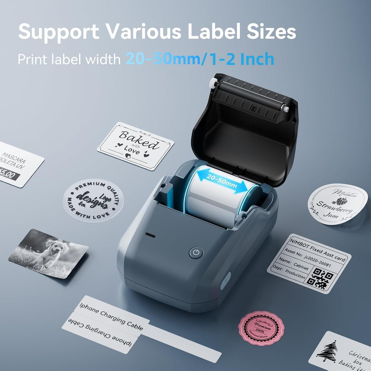 NIIMBOT B1 Label Maker,2 Inch Bluetooth Thermal Label Printer,Blue