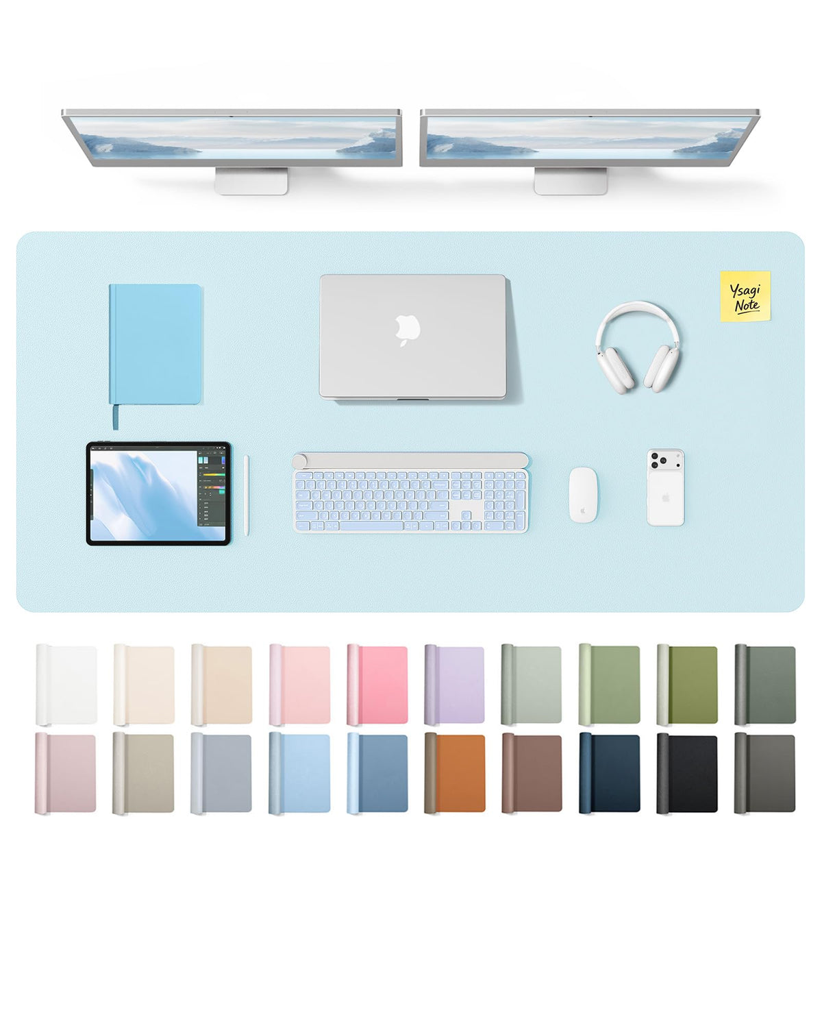 YSAGi Leather Desk Pad Protector, Office Desk Mat, Large Mouse Pad, Non-Slip PU Leather Desk