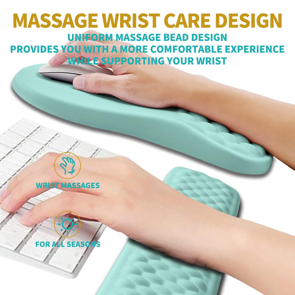 Hokafenle 2 in 1 Ergonomic Mouse Pad Wrist Support & Wrist Rest for Computer Keyboard Set, with