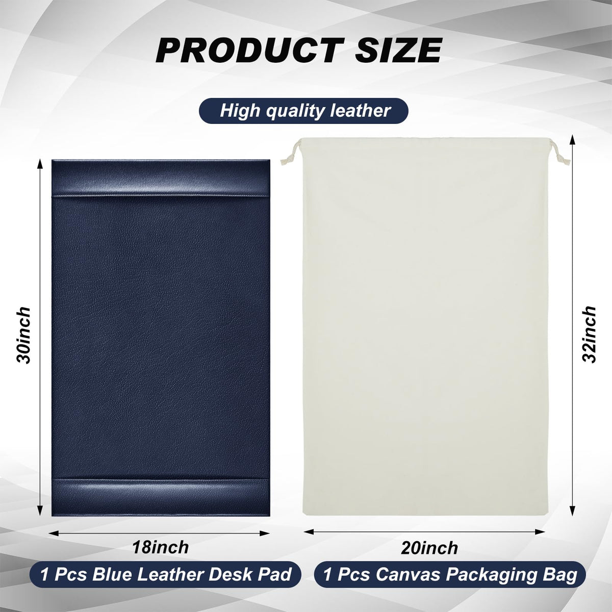 Saysurey Leather Desk Pad Protector with Side Rails, Blue, 30 x 18 Inch