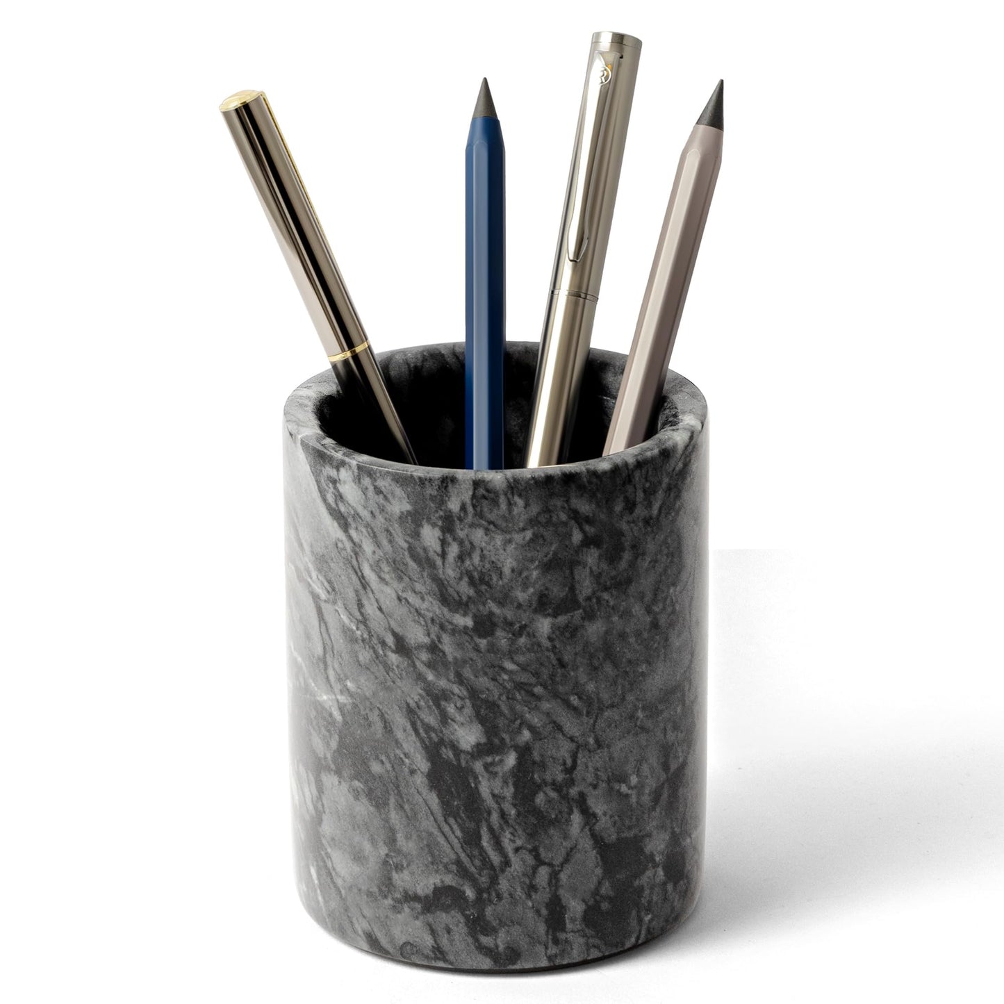 WORHE Pen Holder Stand Italy Natural Premium True Marble Makeup Brush Holders, Tableware Organizer