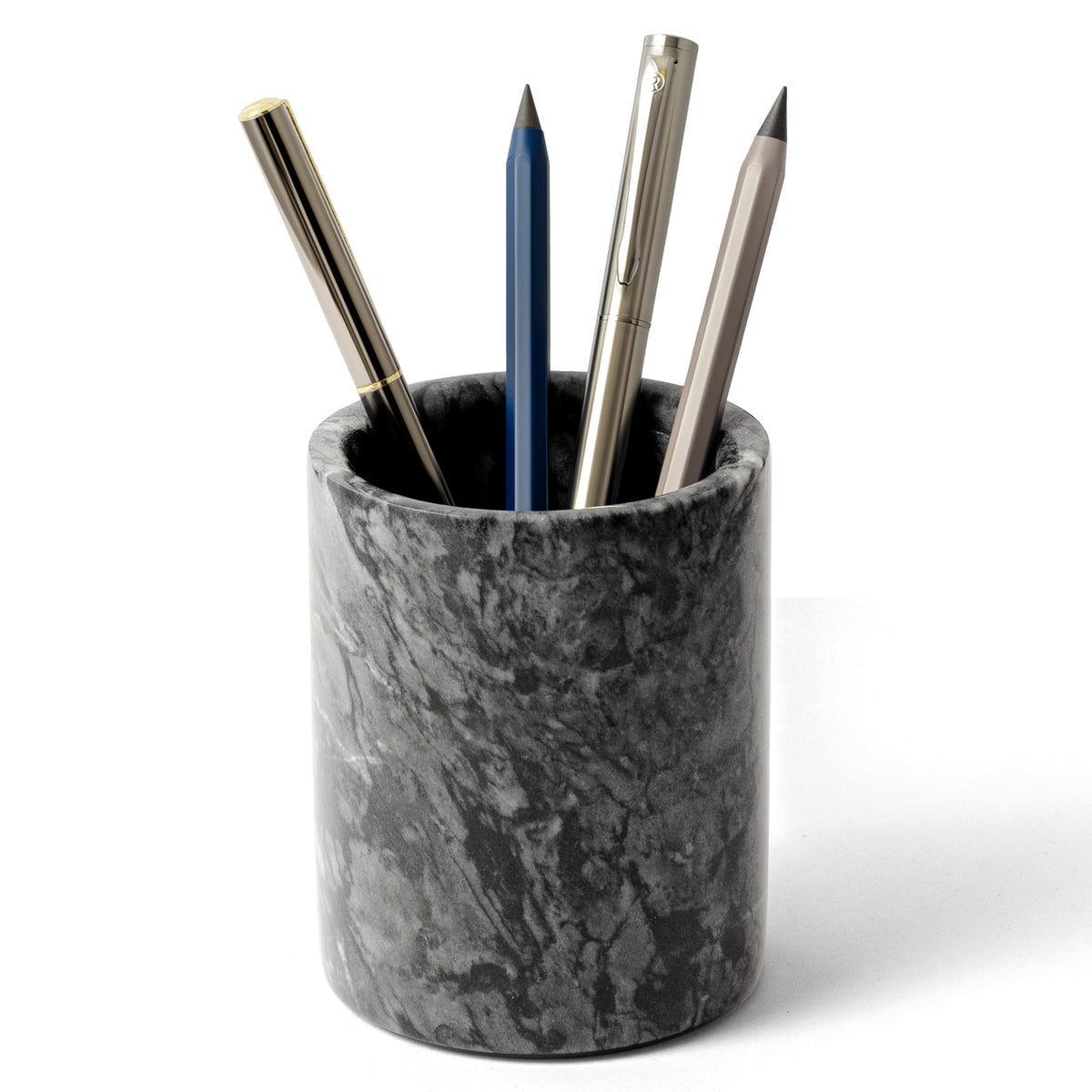 WORHE Pen Holder Stand Italy Natural Premium True Marble Makeup Brush Holders, Tableware Organizer
