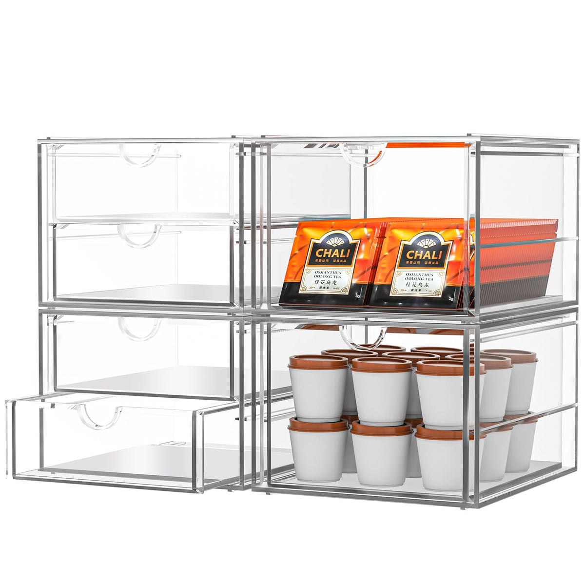 caktraie Acrylic 6-Drawer Office & Makeup Storage Organizer,Desk