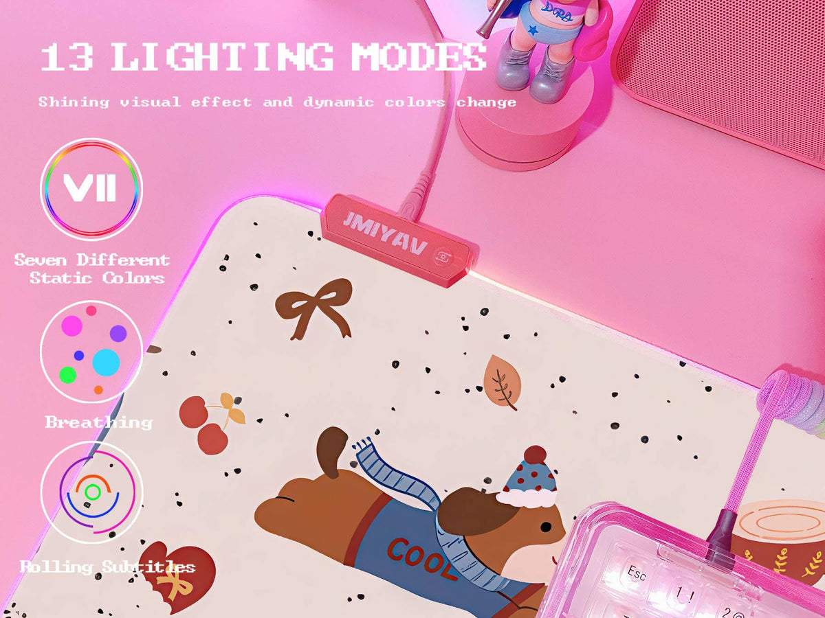 JMIYAV Pink RGB Gaming Mouse Pad 31.5x12 Inch PC XL Large Extended Glowing Led Light Up Desk Pad