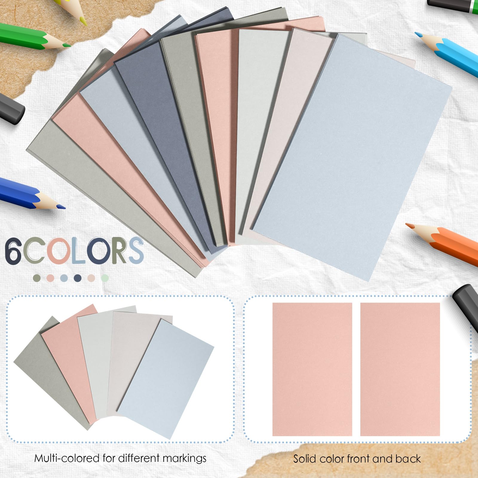 300 Pcs Blank Index Cards Thick Card Stock, 3 x 5 Inch, Pastel Colors