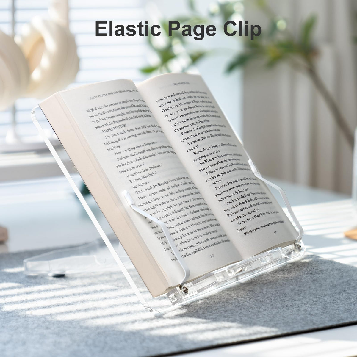 Acrylic Book Stand for Reading, Portable Book Holder for Desk, Angle Adjustable Textbook Stand for
