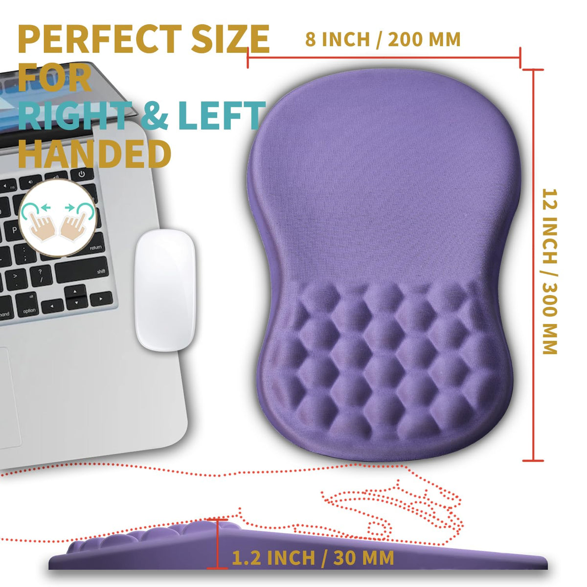 Hokafenle Ergonomic Mouse Pad Wrist Support with Massage Design, Wrist Rest Pain Relief Mousepad