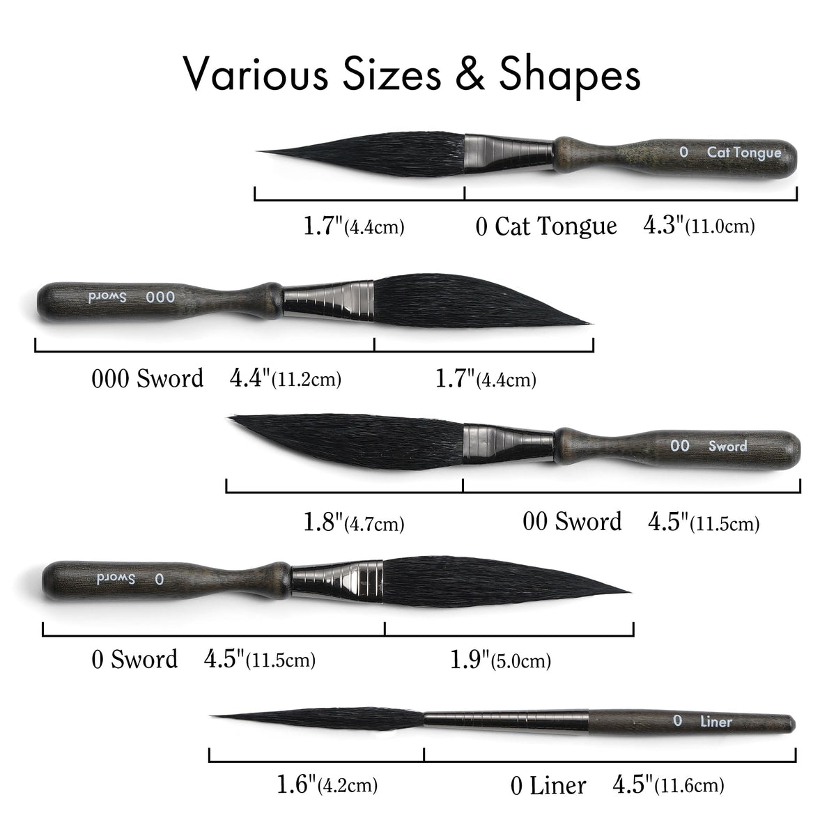 ARTIFY 5-Piece Pinstriping Brush Set, Mixed Squirrel & Goat Hair, Professional Detail Script Liner