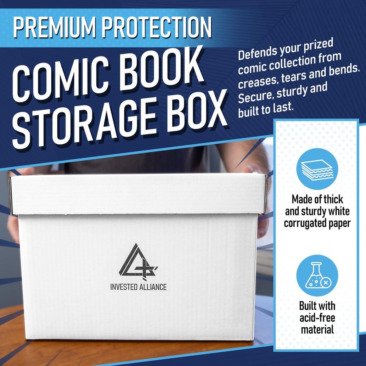Invested Alliance Bundle Set Premium Short Comic Book Storage Box Organizer with Lid | Thick