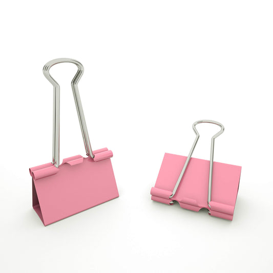 Nctinystore Binder Clips Medium Metal Clamp 1.25 inch / 32 mm (Pink, 24-PCS)