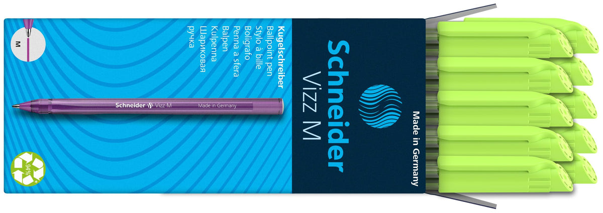 Schneider Vizz 102211 Ballpoint Pen for Easy and Quick Writing - Colour Ink Barrel - Medium Line