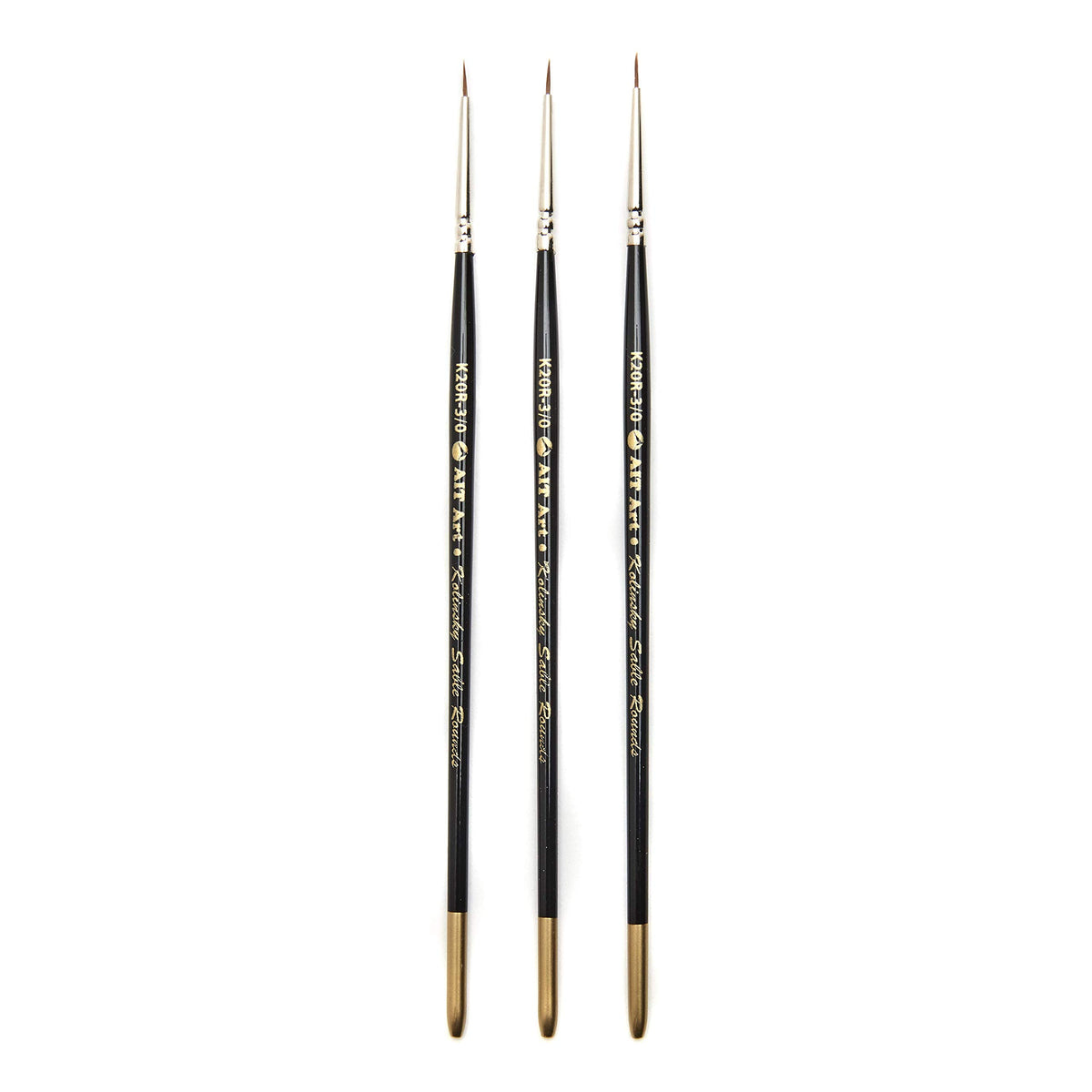 AIT Art Premium Round Detail Kolinsky Paint Brushes, Size 3/0, Pack of 3, Pure Russian Red Sable
