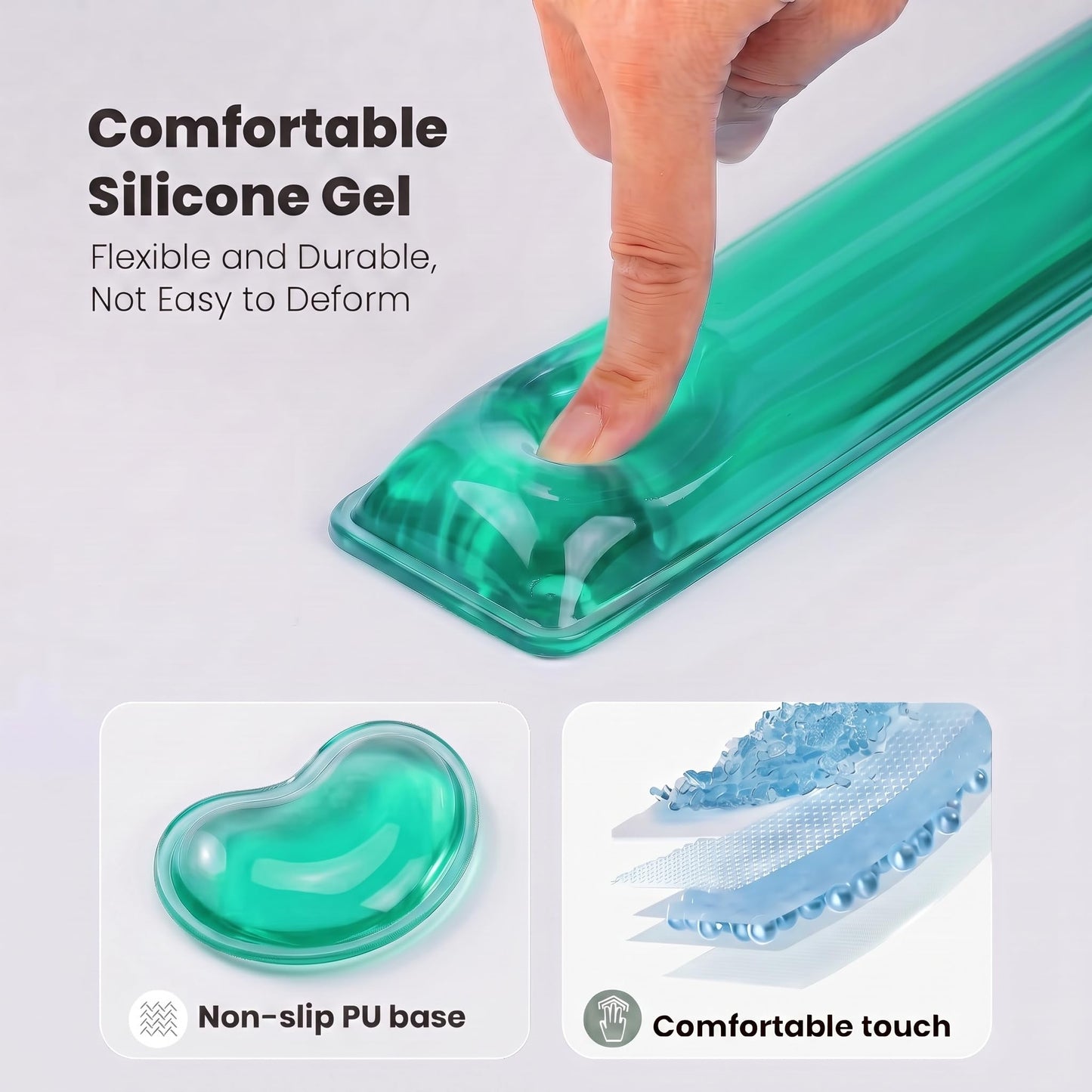 Gel Keyboard & Mouse Wrist Rest Set - Keyboard Wrist Rest Pad & Mouse Support for Office Gaming Pad