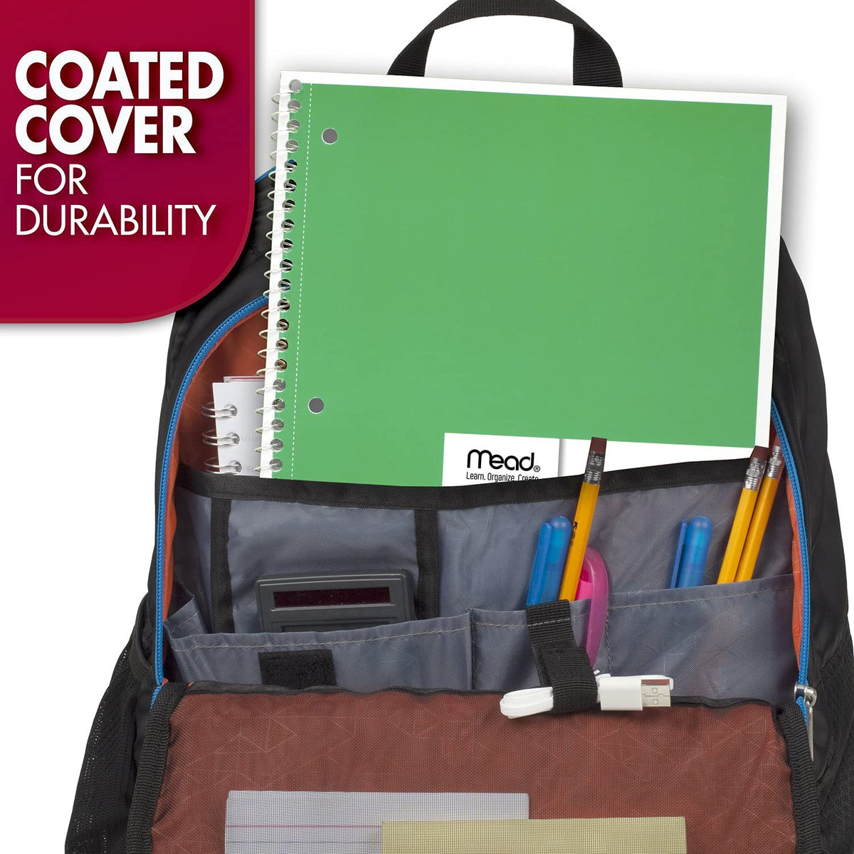 Mead Spiral Notebook, 24 Pack, 1 Subject, Wide Ruled Paper, 7-1/2" x 10-1/2", 70 Sheets per