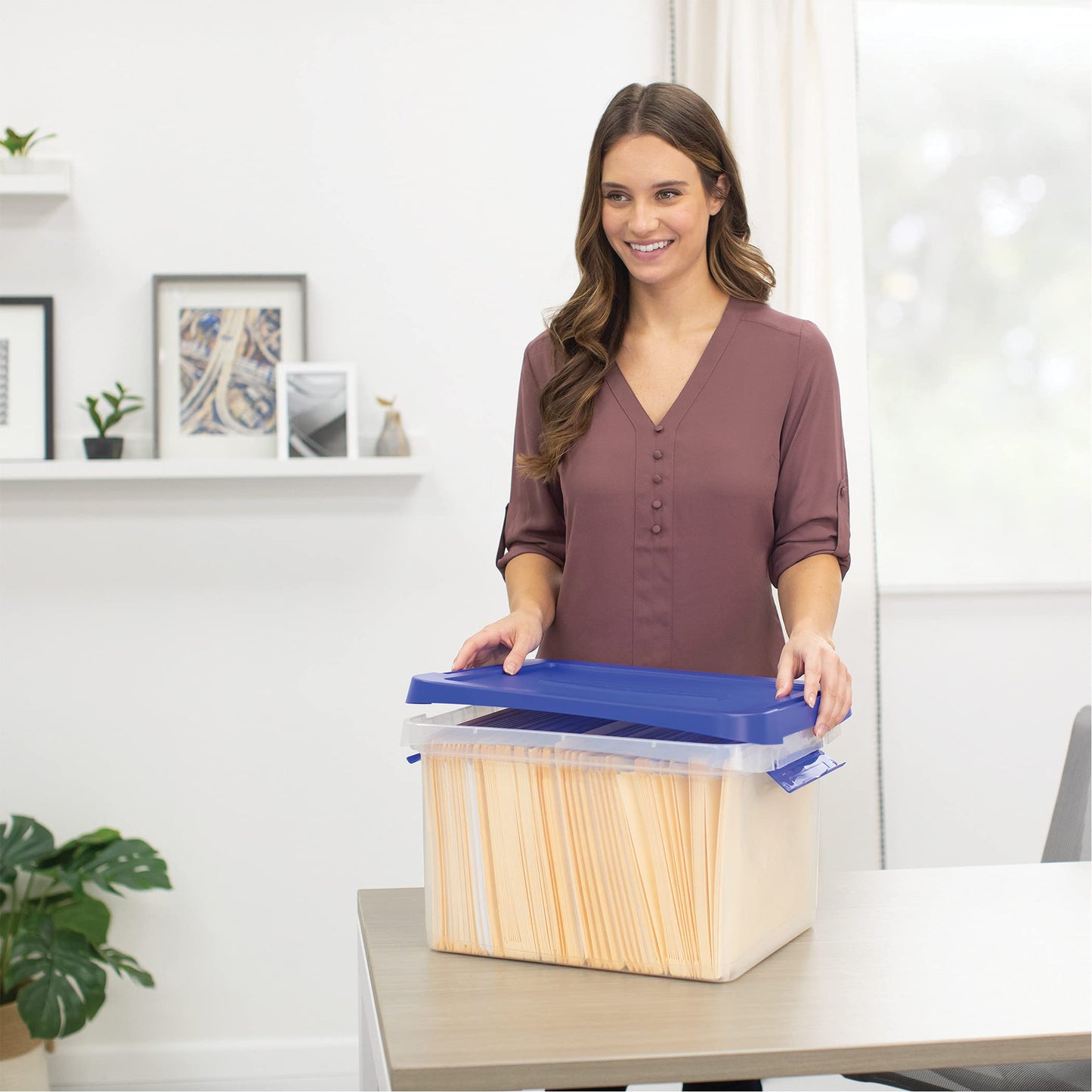 Bankers Box 20-Inch Heavy-Duty Plastic File Box, Letter