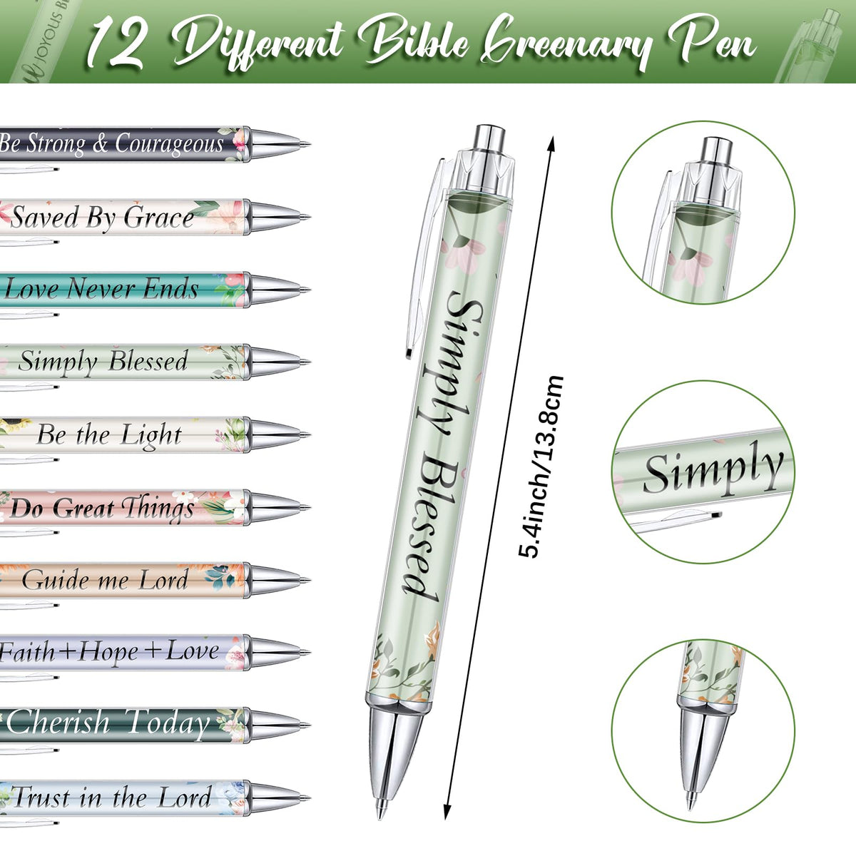 Jetec 150 Bible Verses Gift Set for 30 Christian Bookmarks 30 Scripture Ballpoint Pens 30 Christian