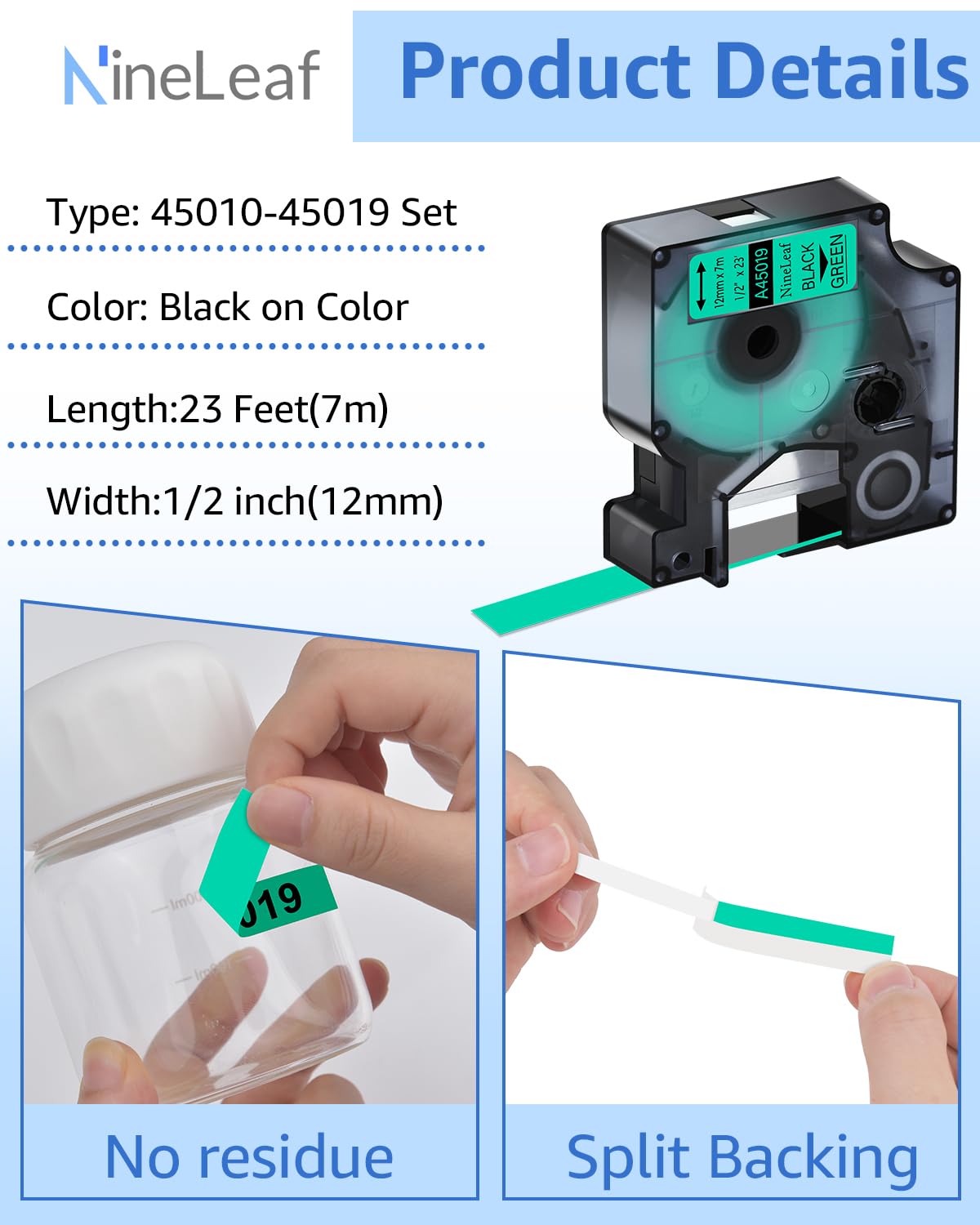 6-Pack Compatible for Dymo D1 12mm Black on Color Labels Set for 160 280