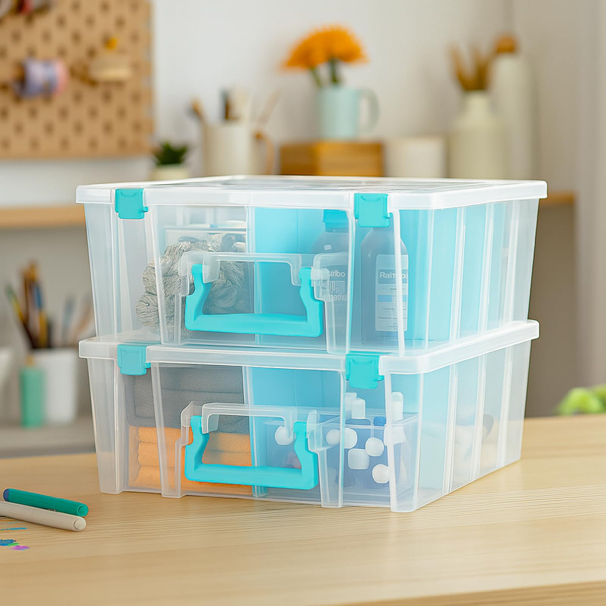 ArtBin Super Satchel Double Deep Compartment Box - Art Storage with 8 Removable Compartments, Smart