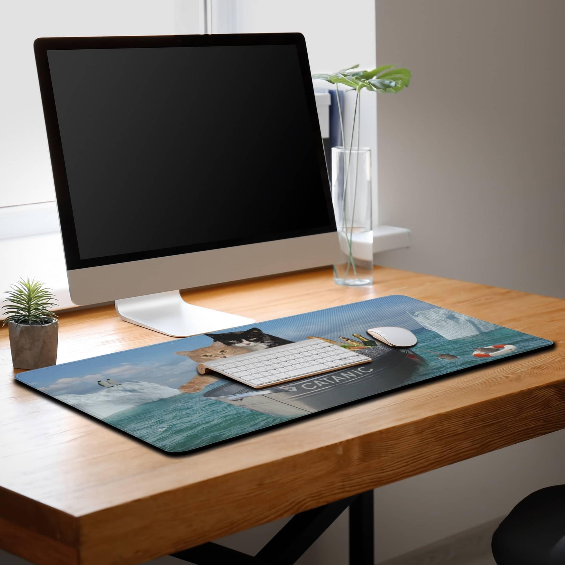 Samgula XXL Mouse Pad - Funny Cats Desktop Computer Mat, Large Desk Pads, Non-Slip Rubber Base
