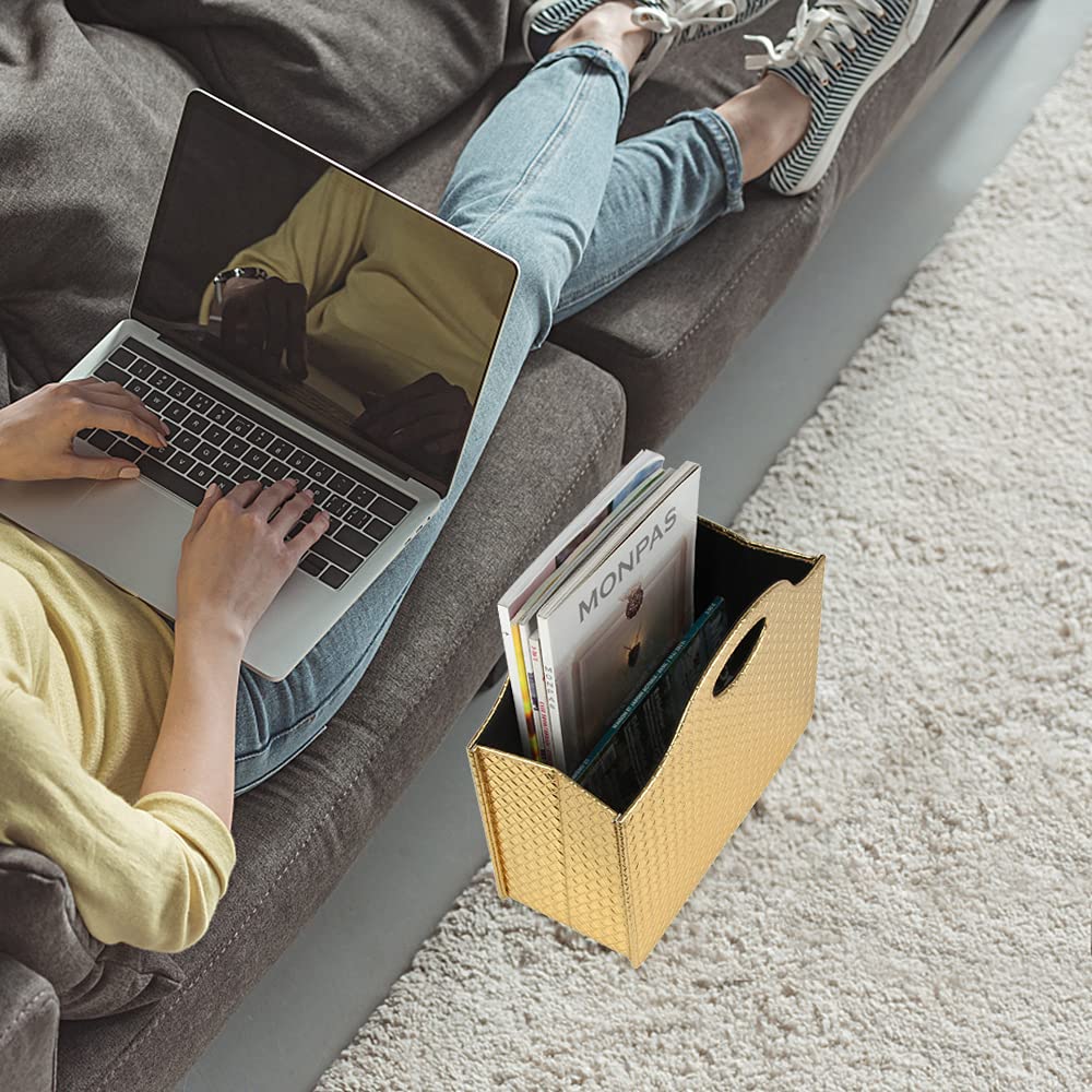 HofferRuffer Magazine Basket Holder, Foldable Magazine Rack, Document File Holder Organizer, File