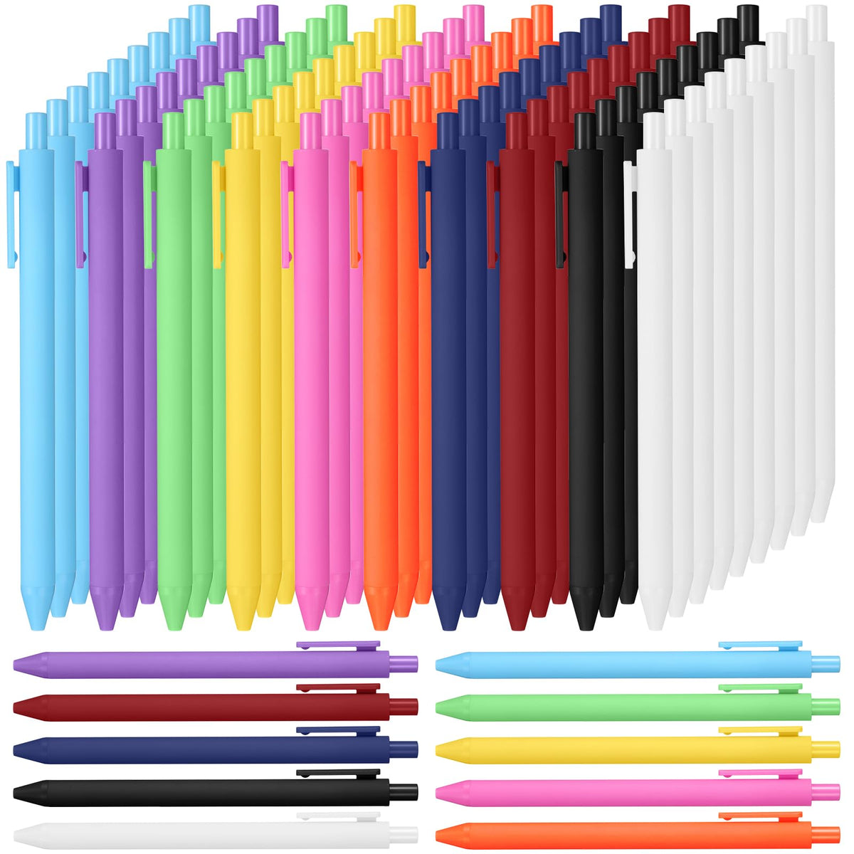 Teling 100 Pcs Inspirational Pens Bulk, Classic Colors, Blank Style