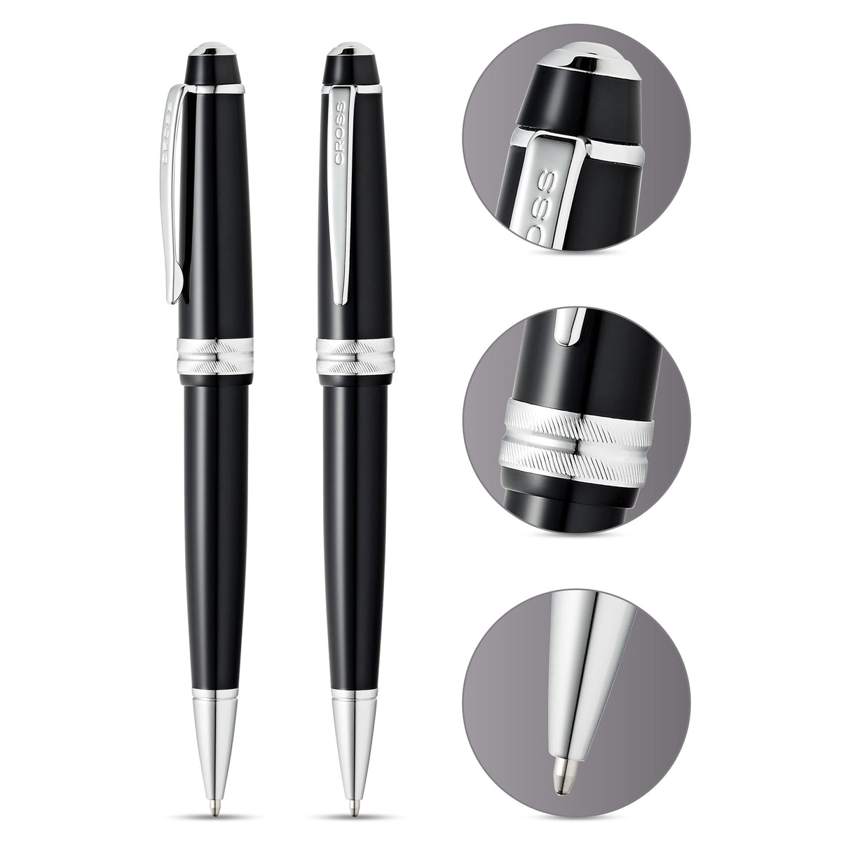 Cross Bailey Light Glossy Black Ballpoint Pen, Medium Point, Black Ink