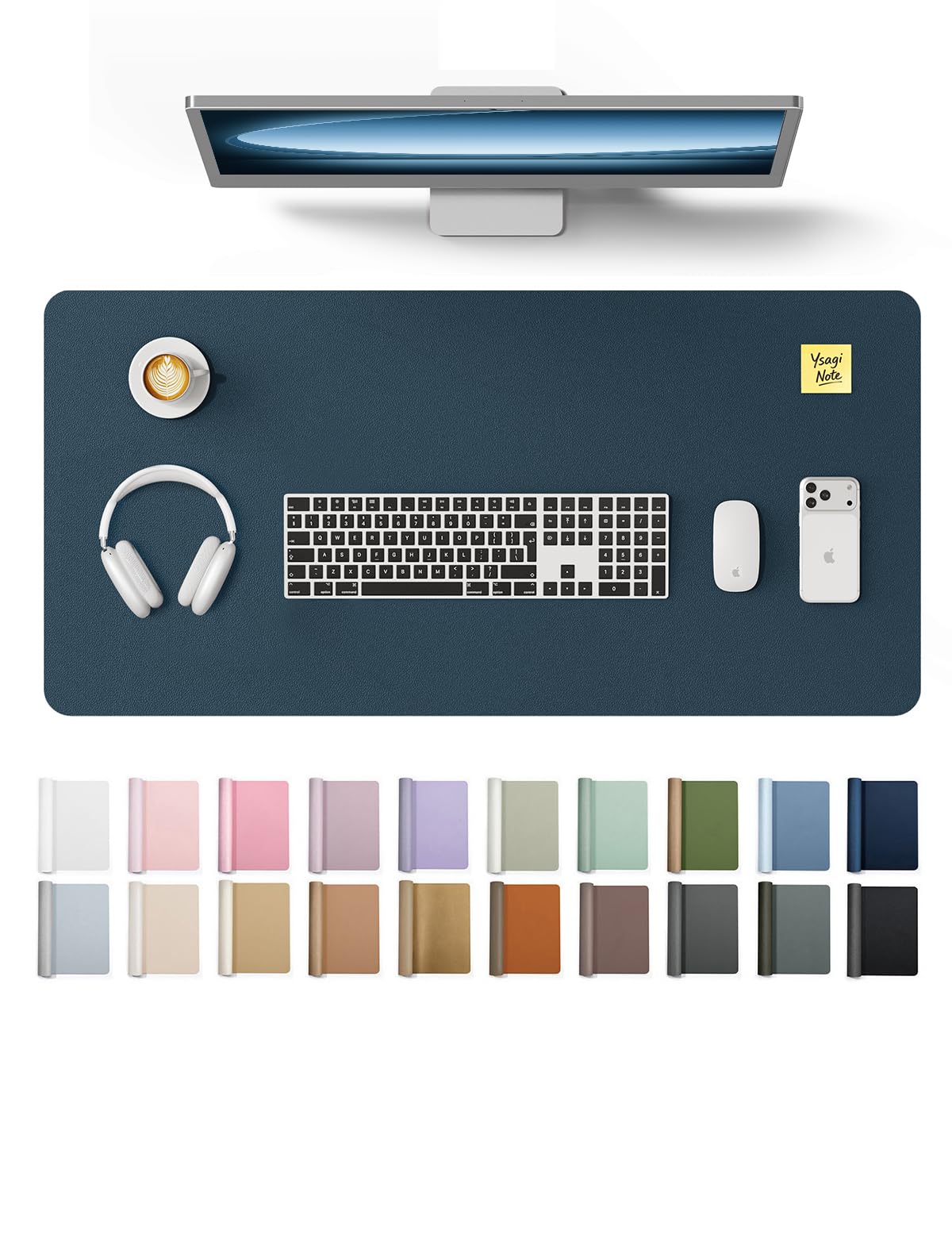YSAGi Leather Desk Protector, Office Mat, Large Mouse Mat, Non-Slip PU Leather Blotter, Laptop Pad