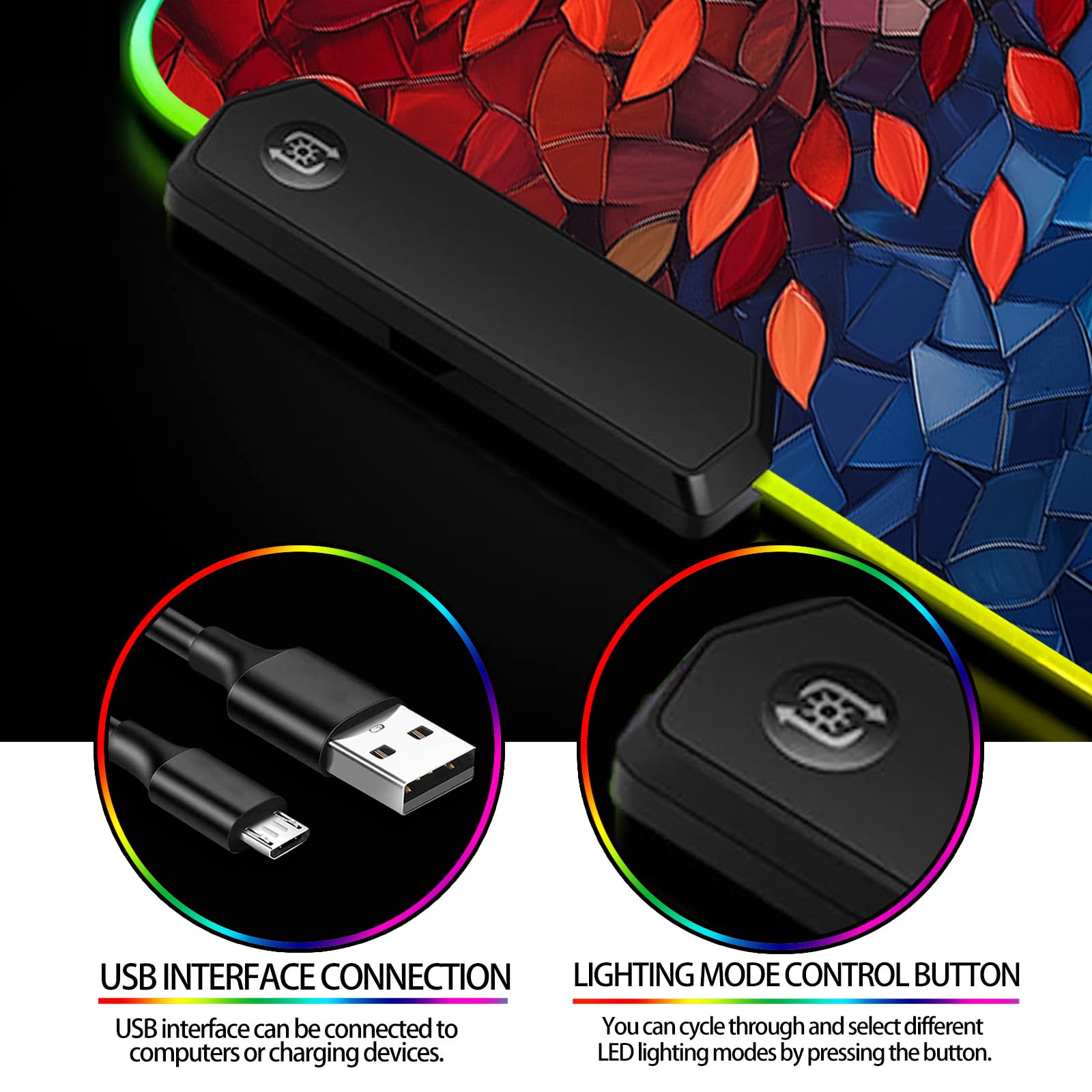 JIANG100 RGB Tree of Life Gaming Desk Mat & Fantasy Abstract Mouse Pad, XL