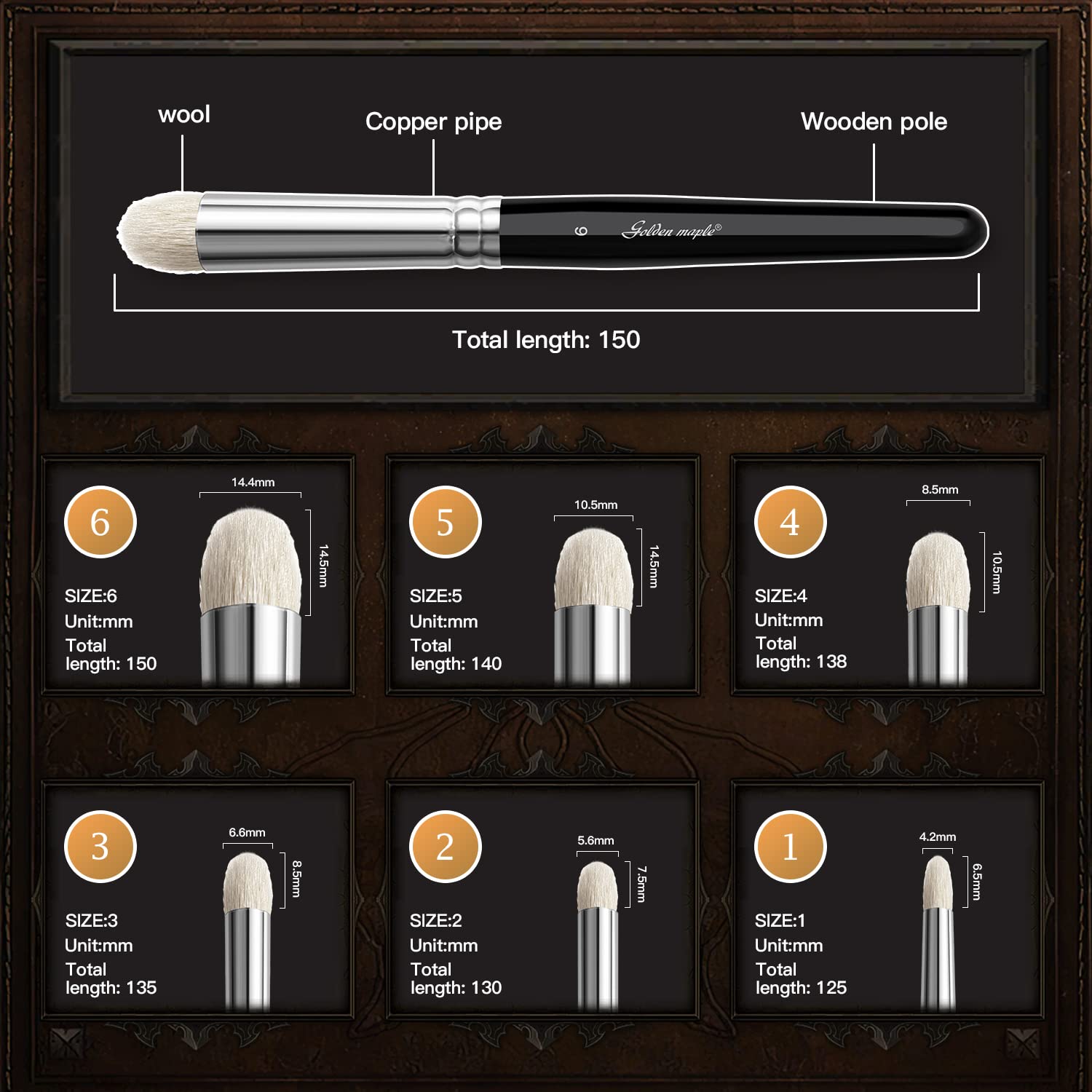 Golden Maple Dry Brush Miniature Painting Drybrush Set - 6PC Professional Modellers Miniature Paint