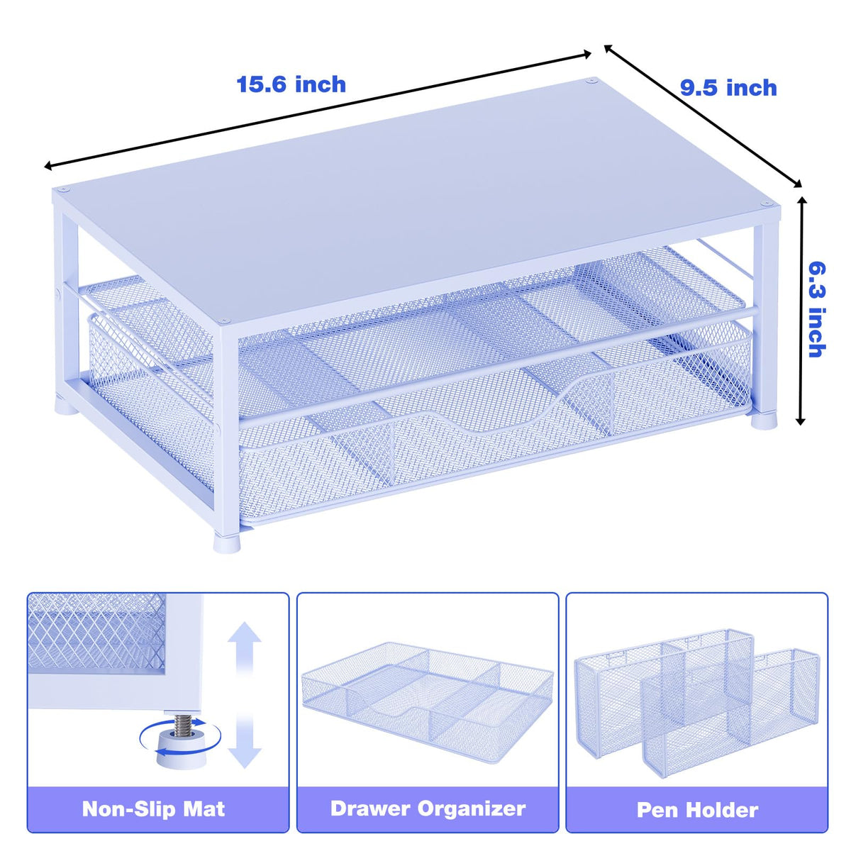 OPNICE Desk Organizers and Accessories, Computer Monitor Stand Riser with Drawer and 2 Pen Holders